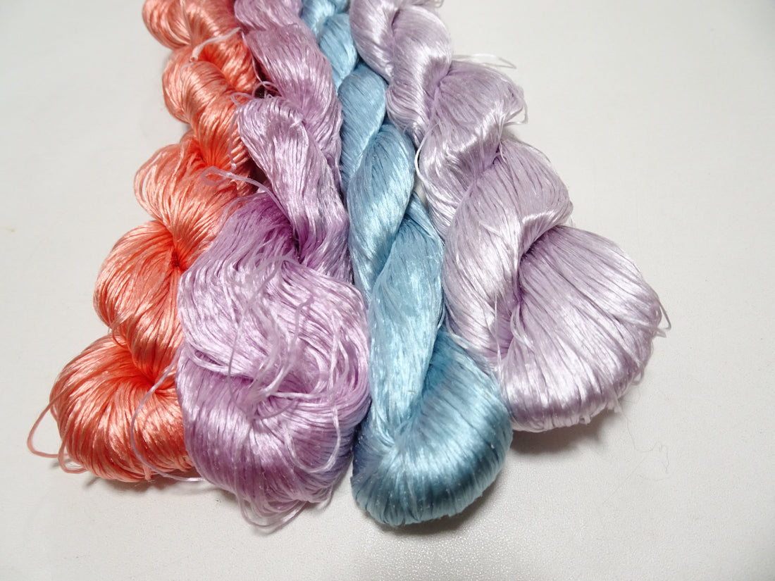 Japanese Vintage loose Twisted Silk Thread 4sets Embroidery 14571