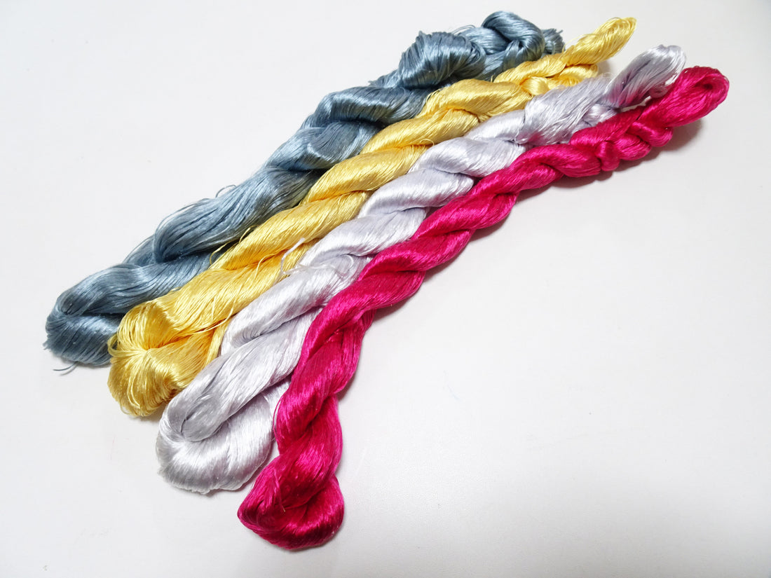 Japanese Vintage loose Twisted Silk Thread 4sets Embroidery 14572