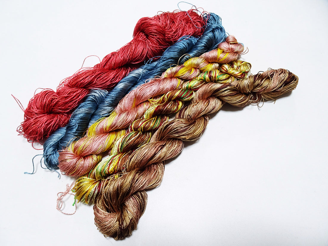 Japanese Vintage Twisted Silk Thread 5sets Embroidery & Weaving 18472
