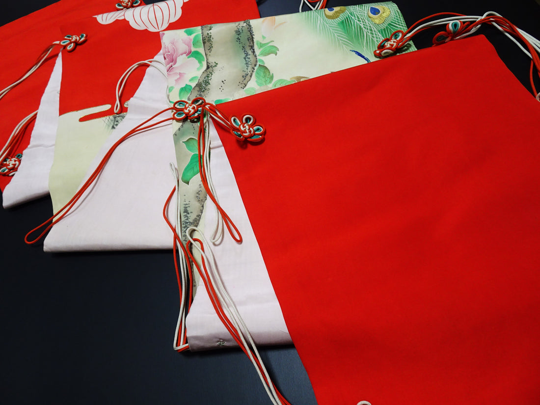 Antique Japanese Silk Koto Cover Koto Kake Hand-Painted Yuzen Hand Embroidery Peacock Pine Traditional Japanese Textile 17722