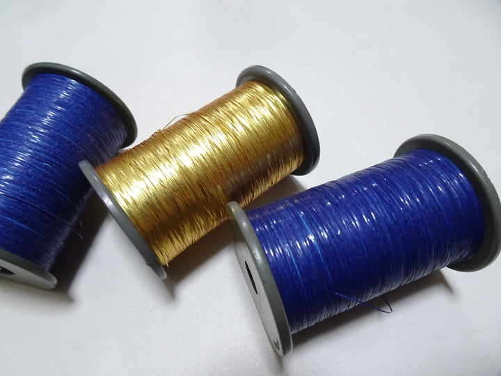 Japanese Vintage Metallic & Gold leaf thread flat type Hirahaku 5set  Aluminum foil &  Washi(japanese paper) embroidery 18664