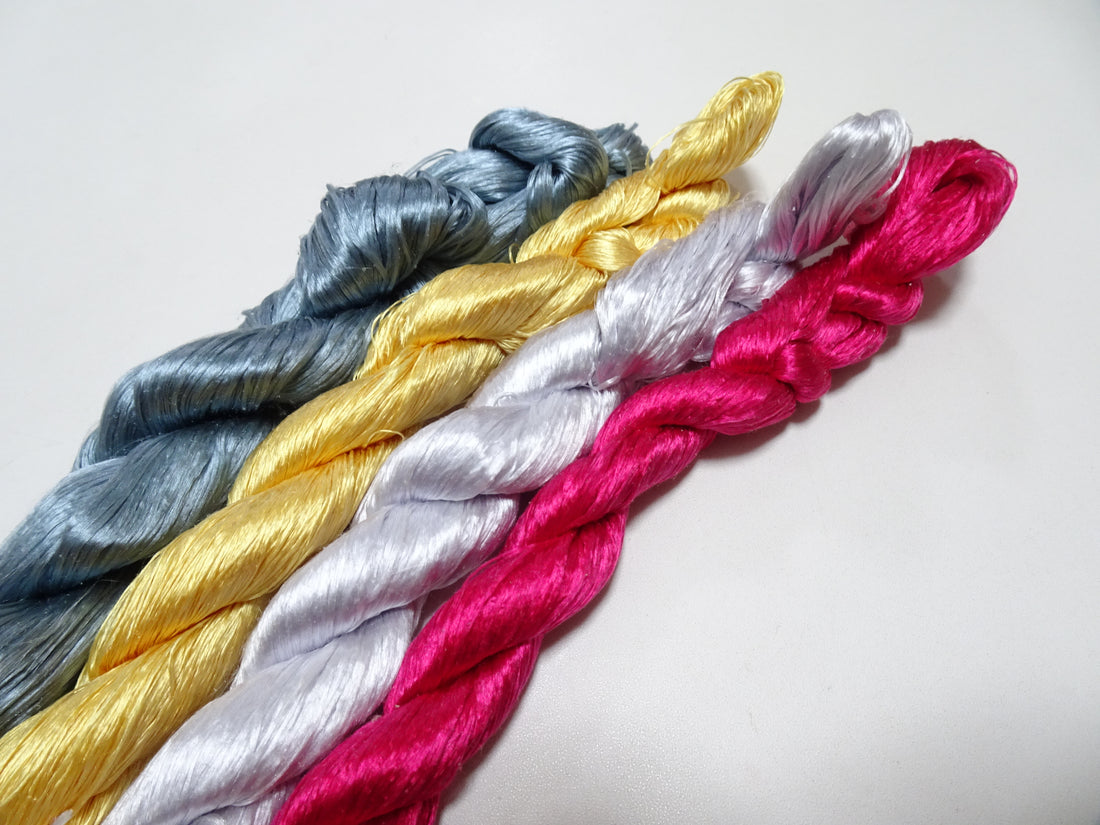 Japanese Vintage loose Twisted Silk Thread 4sets Embroidery 14572