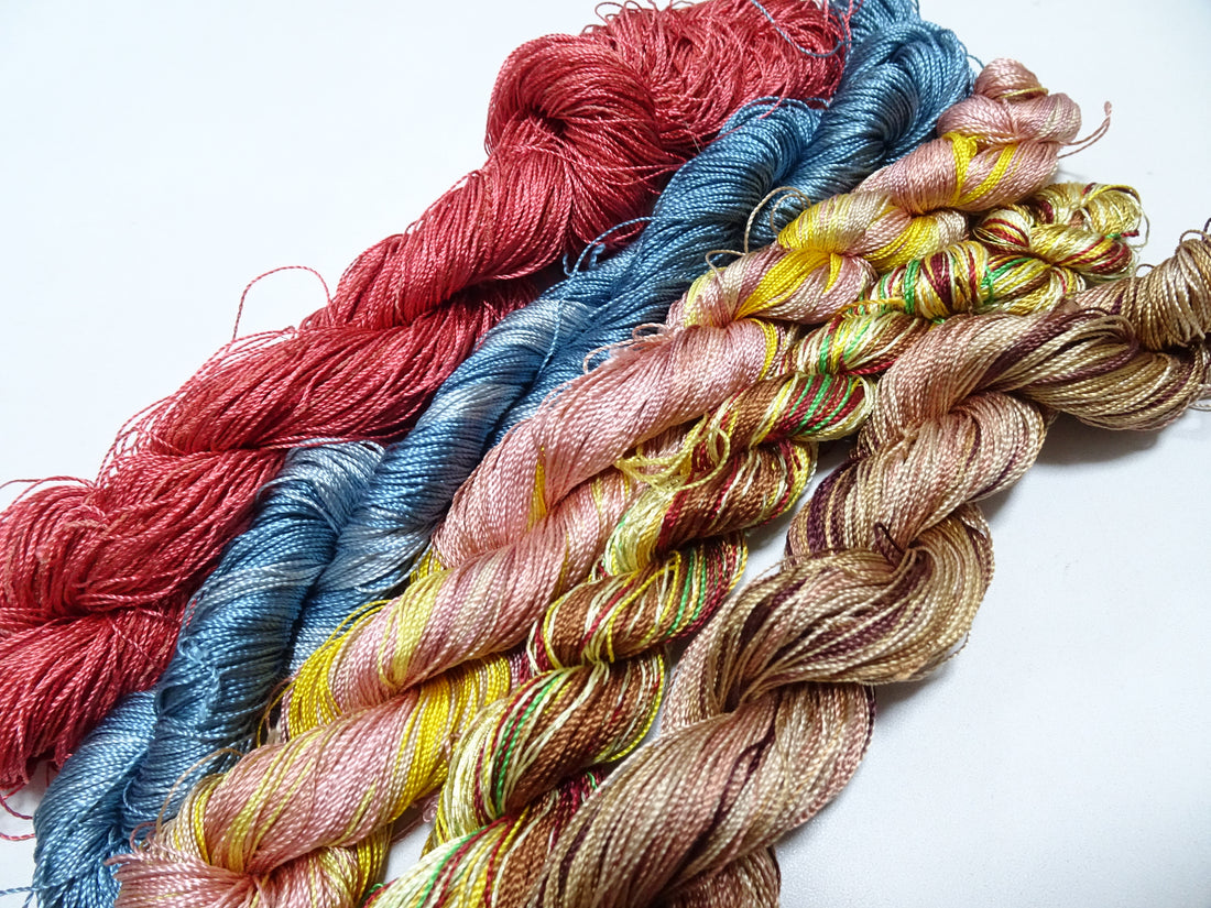 Japanese Vintage Twisted Silk Thread 5sets Embroidery & Weaving 18472