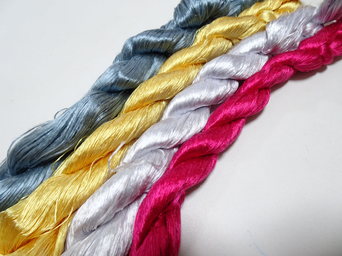 Japanese Vintage loose Twisted Silk Thread 4sets Embroidery 14572