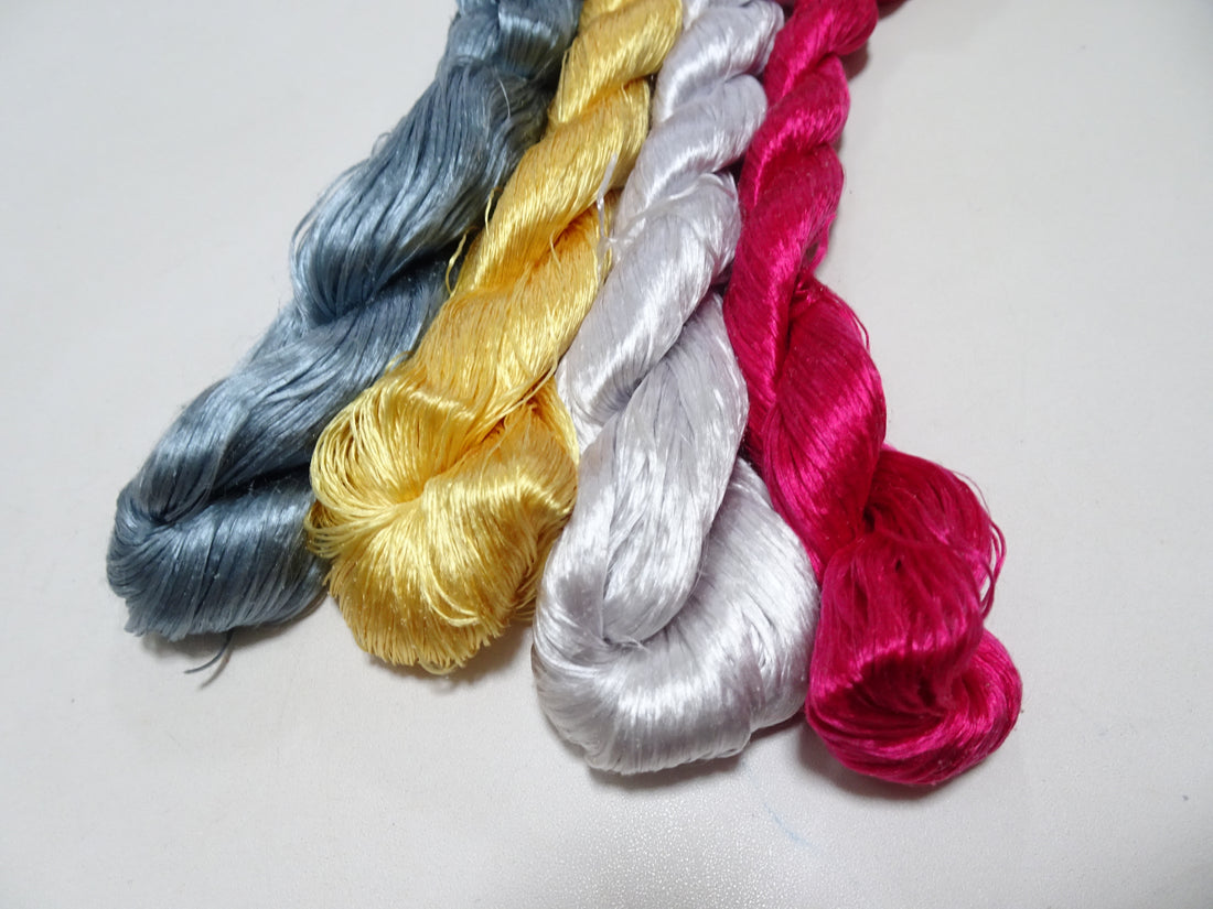 Japanese Vintage loose Twisted Silk Thread 4sets Embroidery 14572