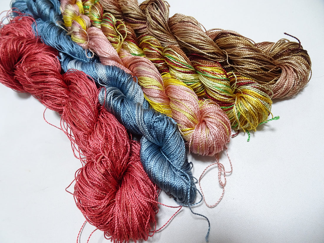 Japanese Vintage Twisted Silk Thread 5sets Embroidery & Weaving 18472