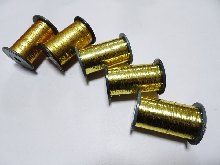 Japanese Vintage Gold leaf thread flat type Hirahaku 5set  Aluminum foil &  Washi(japanese paper) embroidery 18665