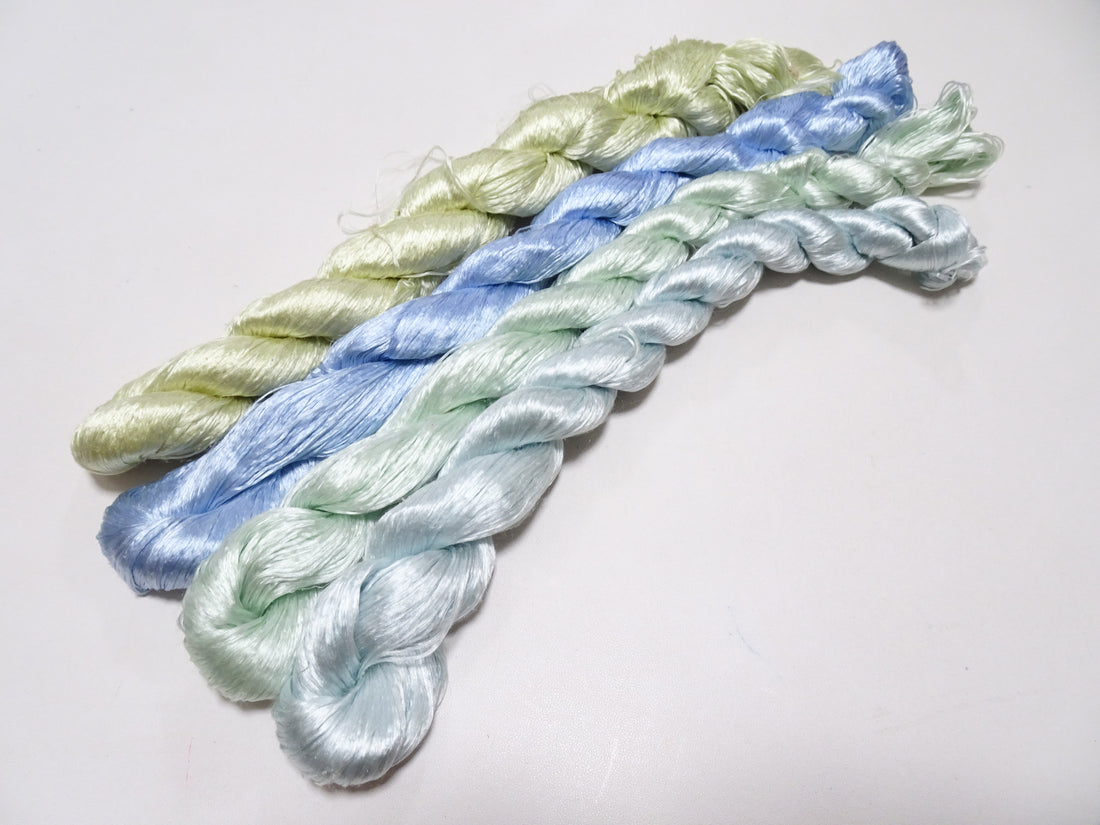 Japanese Vintage loose Twisted Silk Thread 4sets Embroidery 14573