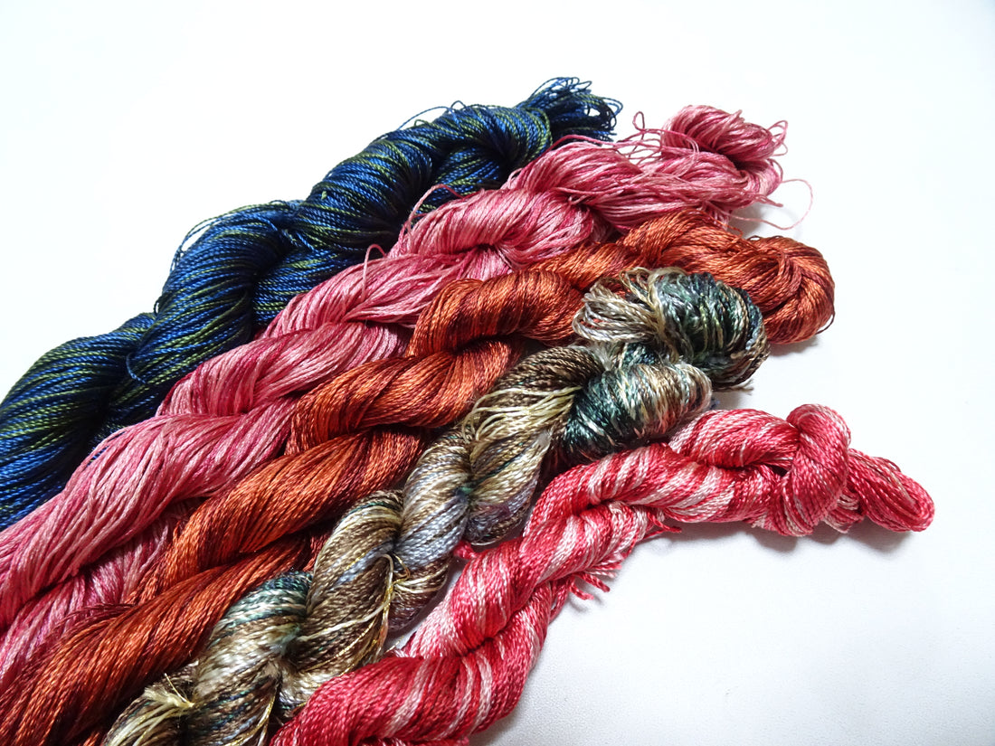 Japanese Vintage Twisted Silk Thread 5sets Embroidery & Weaving 18473