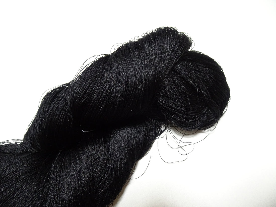 Japanese Vintage Twisted Silk Thread Embroidery Black 15407