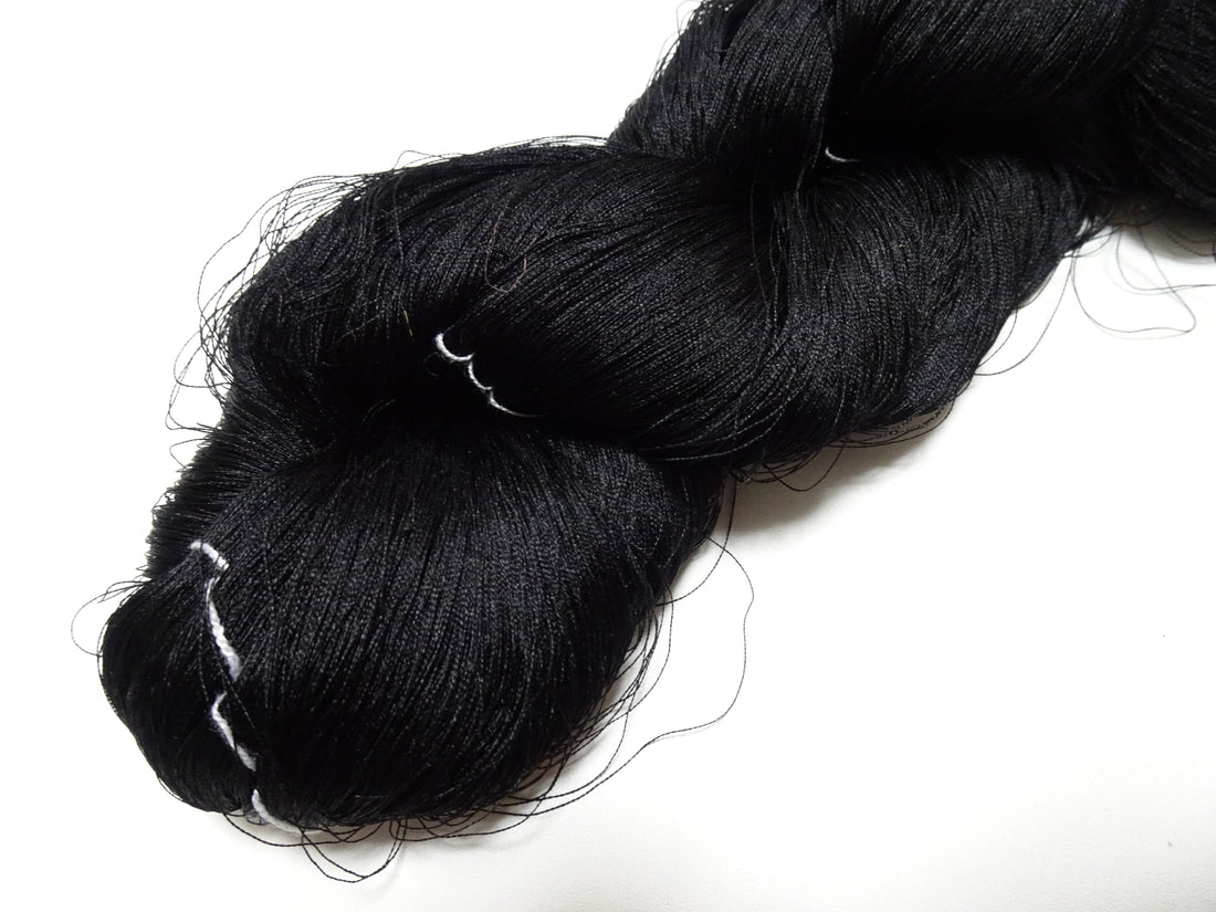 Japanese Vintage Twisted Silk Thread Embroidery Black 15407