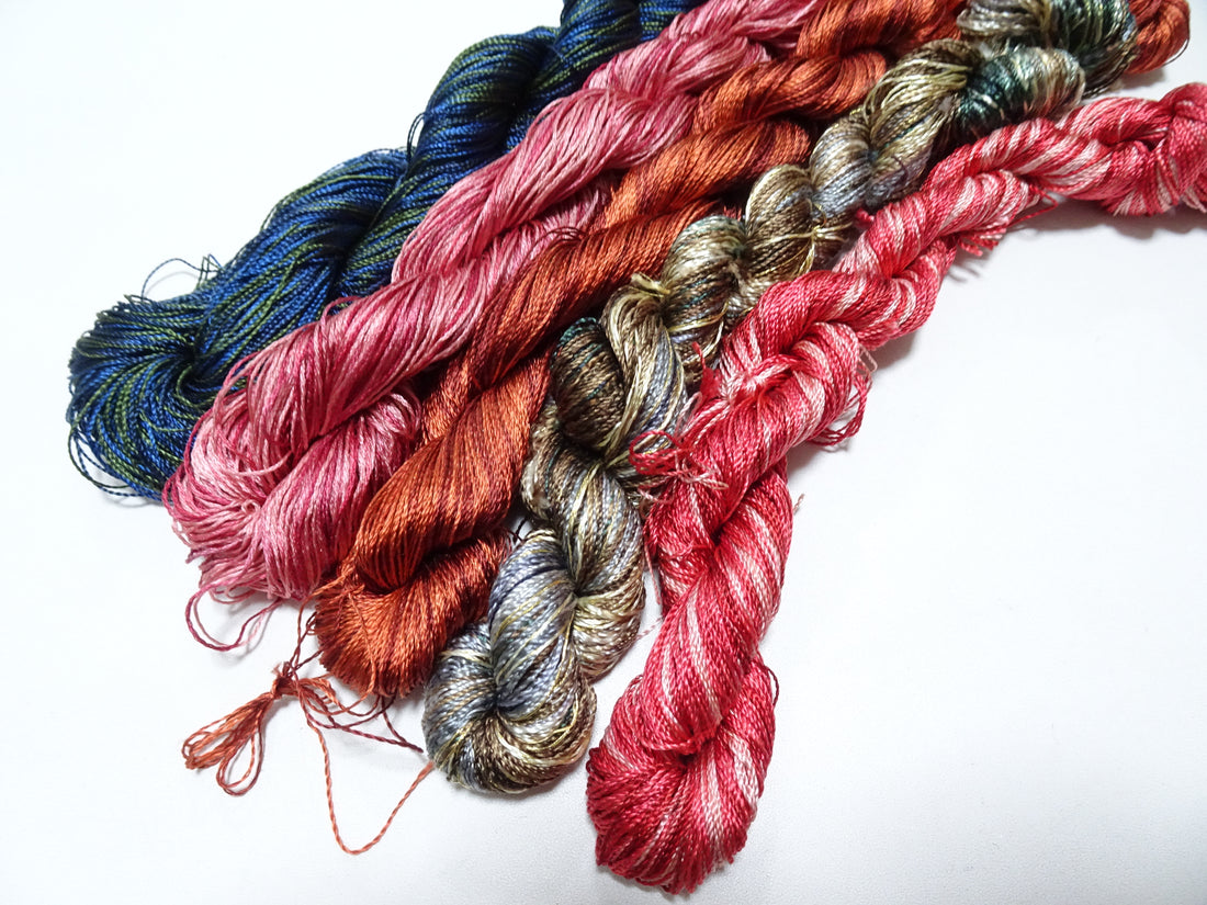 Japanese Vintage Twisted Silk Thread 5sets Embroidery & Weaving 18473