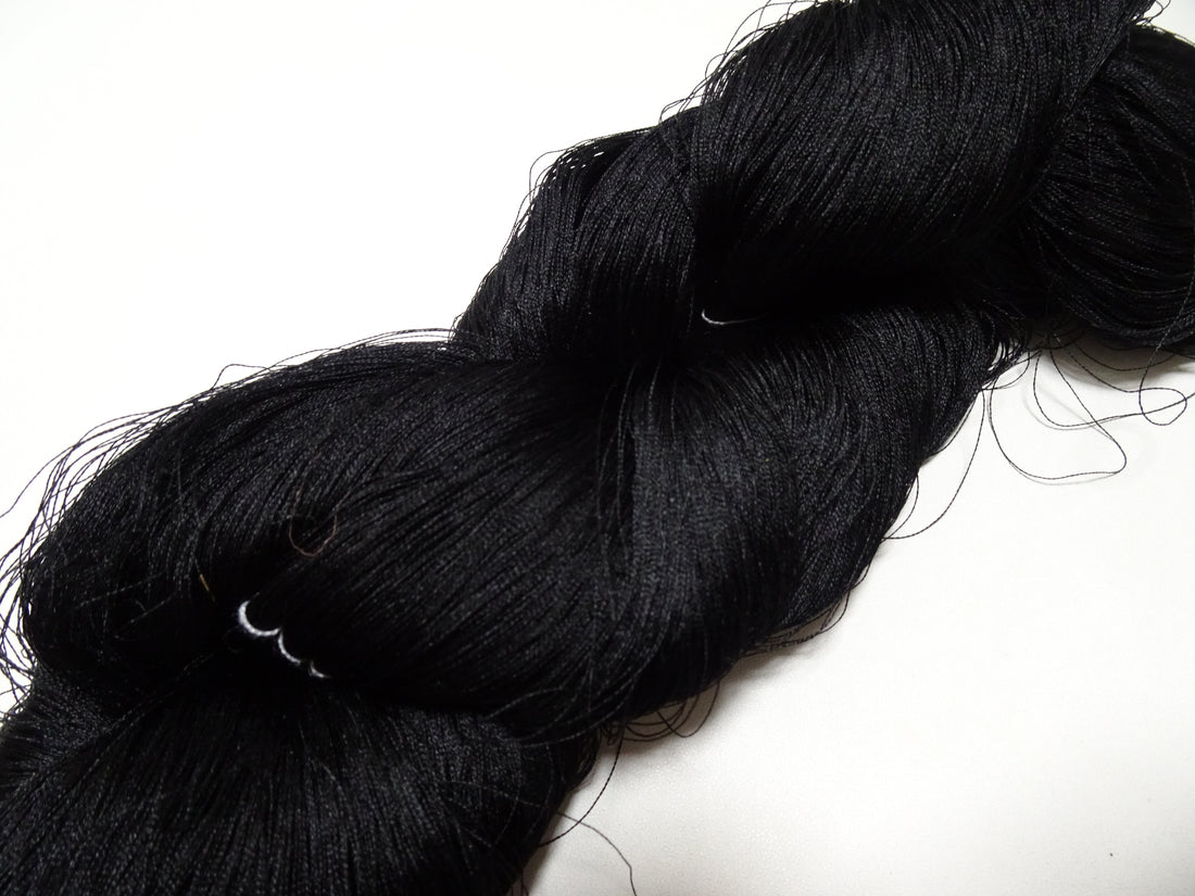 Japanese Vintage Twisted Silk Thread Embroidery Black 15407