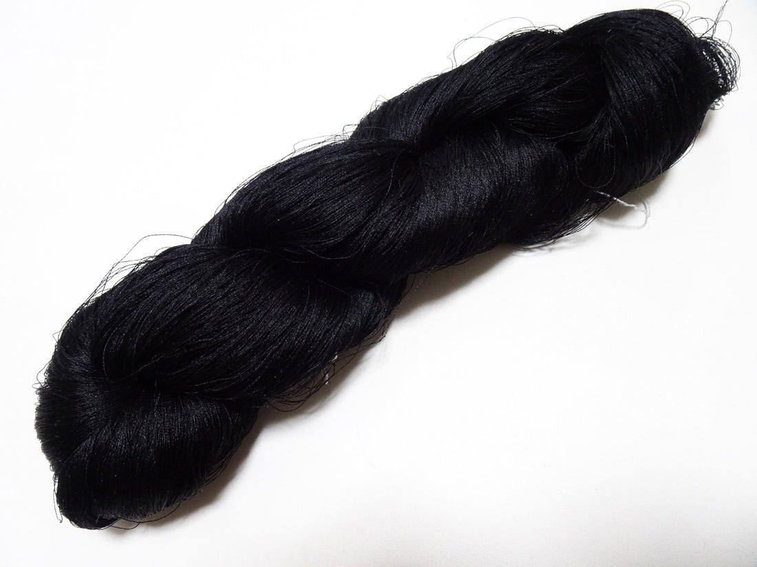 Japanese Vintage Twisted Silk Thread Embroidery Black 15408