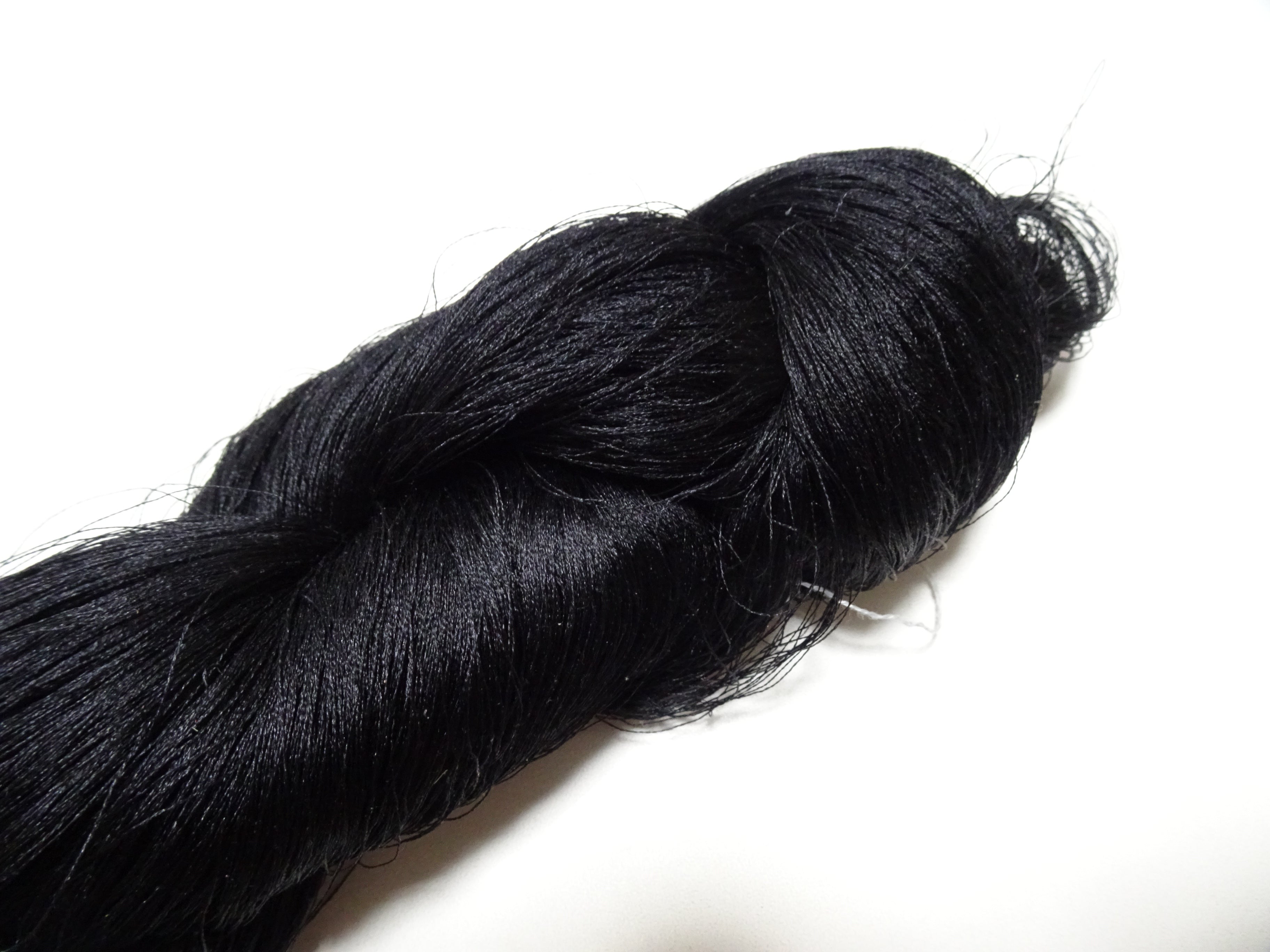 Japanese Vintage Twisted Silk Thread Embroidery Black 15408