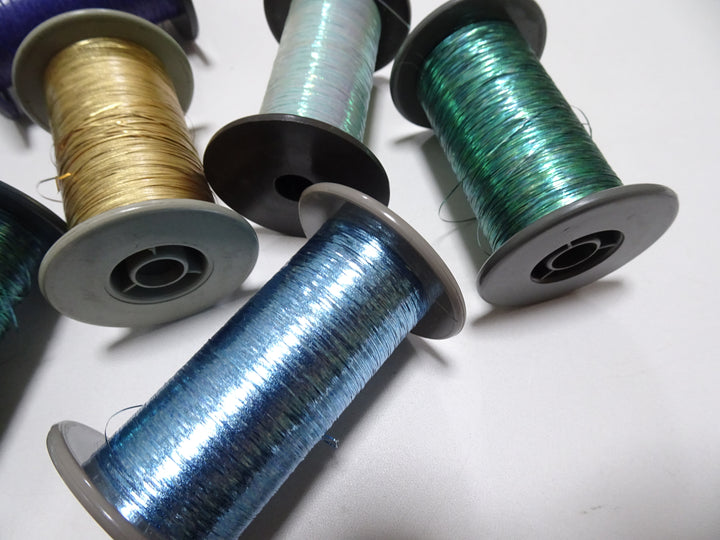 Japanese Vintage Metallic thread flat type Hirahaku 8set  Aluminum foil &  Washi(japanese paper) embroidery 18666