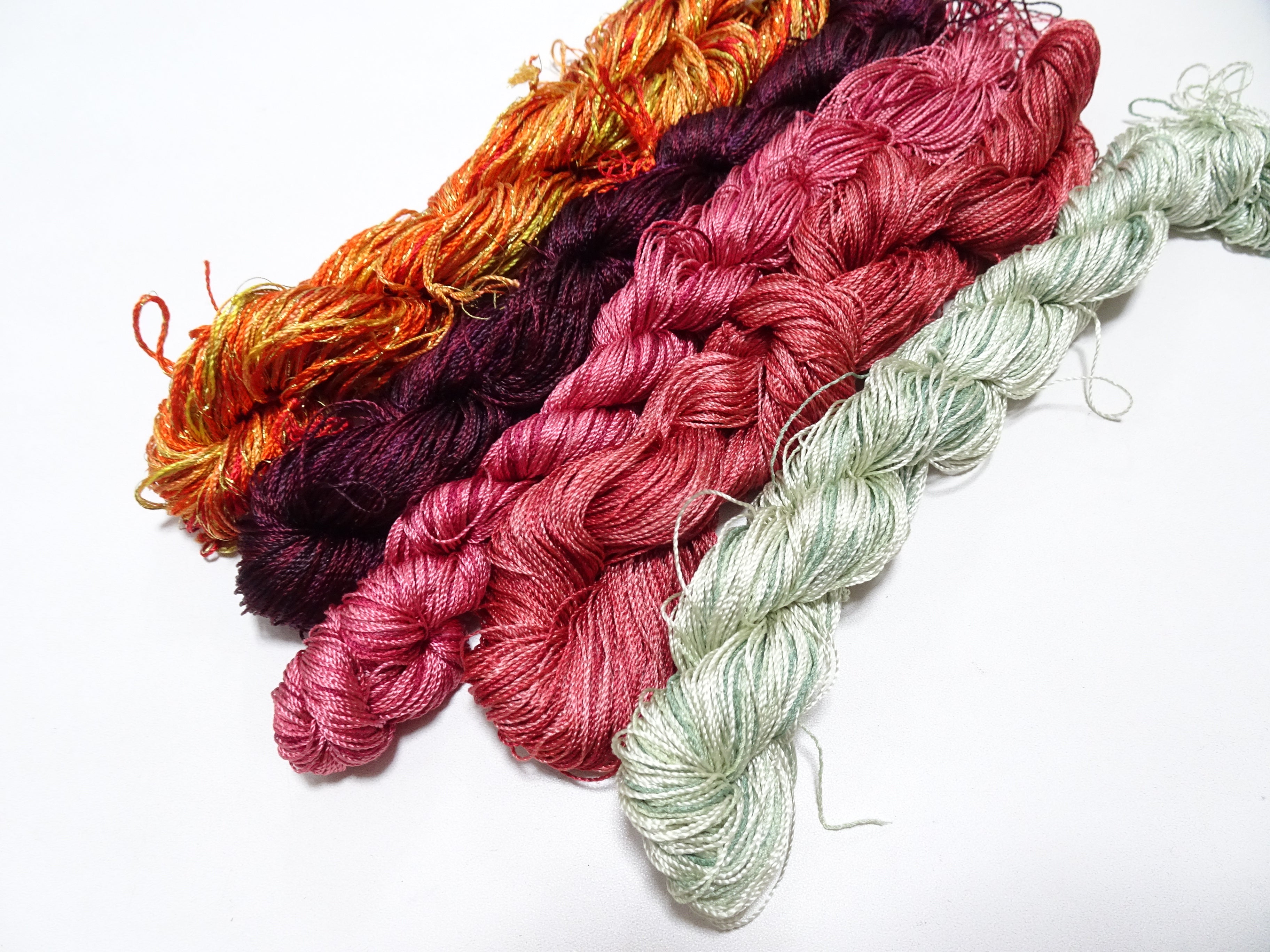 Japanese Vintage Twisted Silk Thread 5sets Embroidery & Weaving 18474