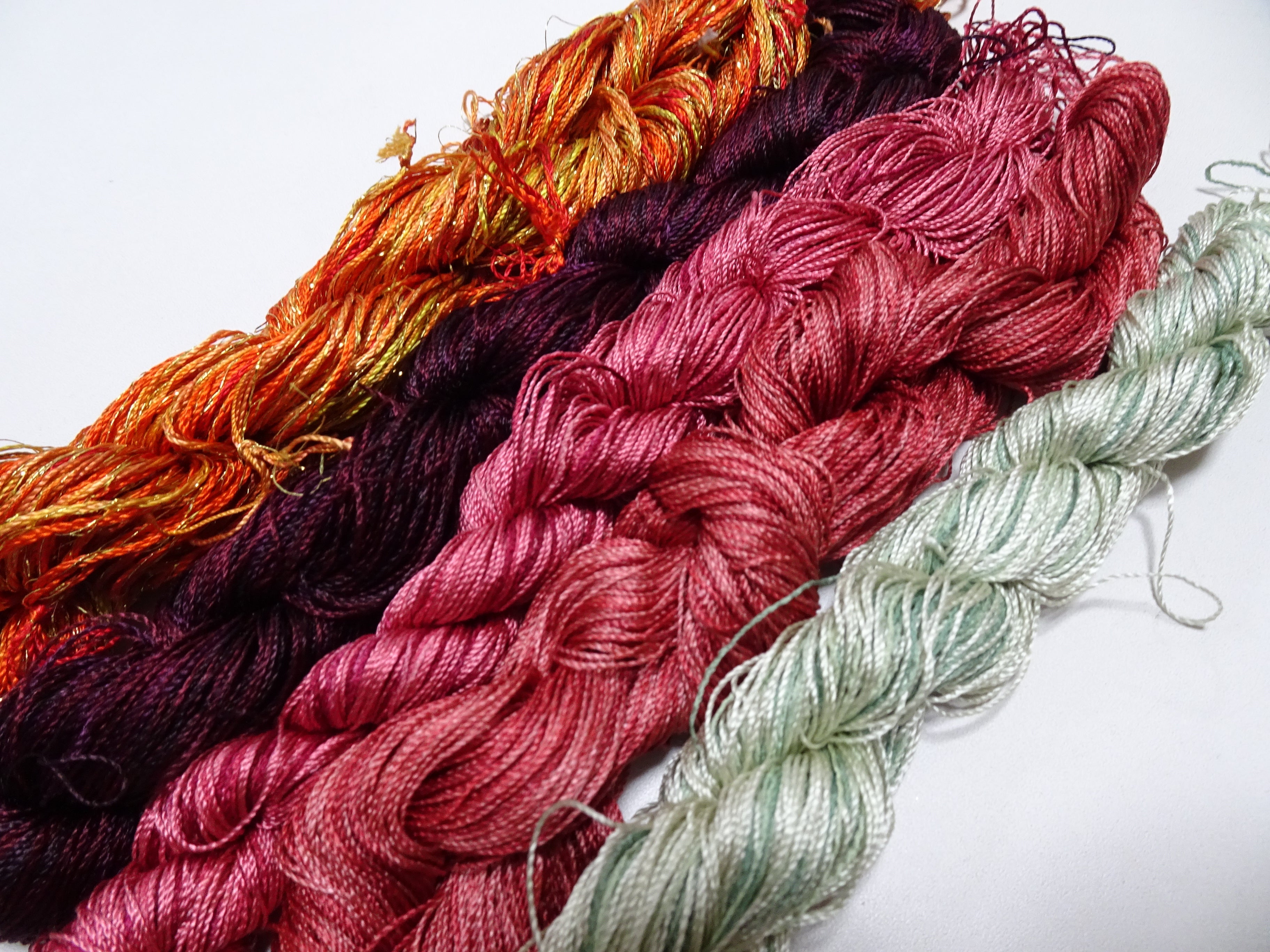 Japanese Vintage Twisted Silk Thread 5sets Embroidery & Weaving 18474
