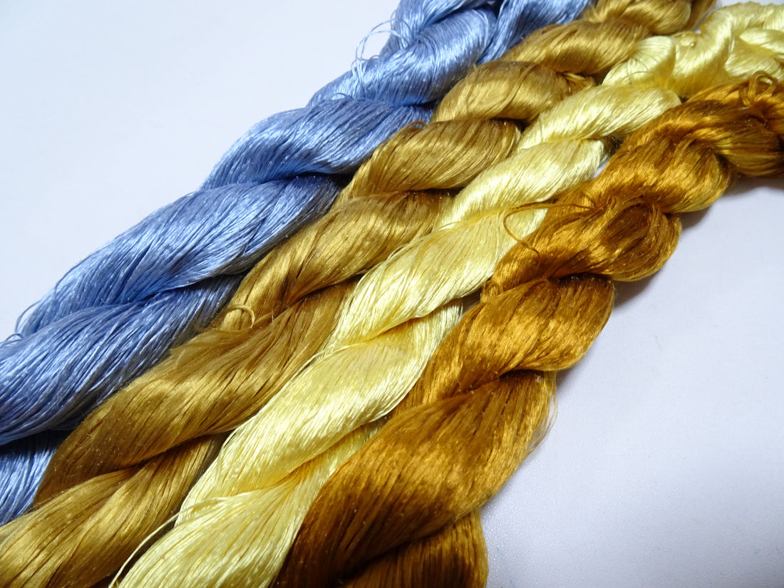 Japanese Vintage loose Twisted Silk Thread 4sets Embroidery 14574