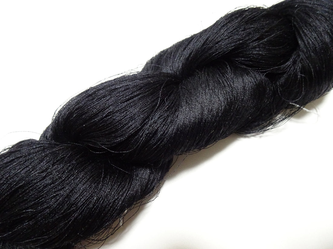 Japanese Vintage Twisted Silk Thread Embroidery Black 15408