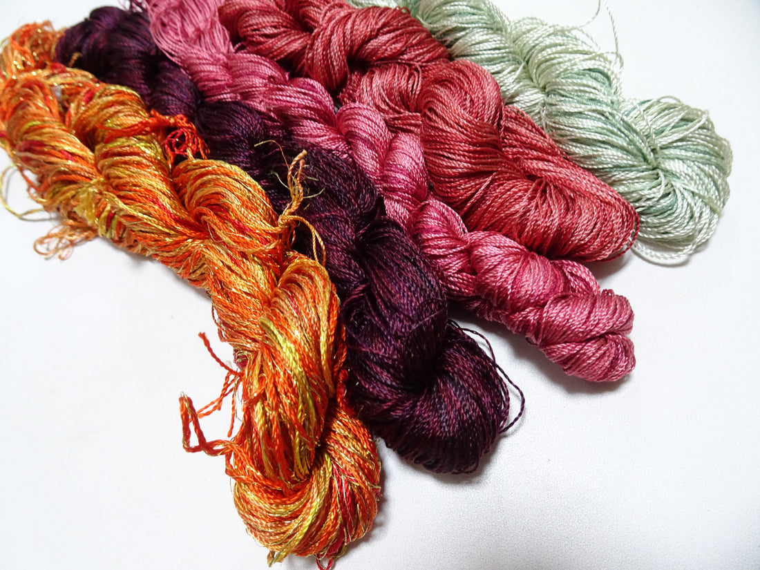 Japanese Vintage Twisted Silk Thread 5sets Embroidery & Weaving 18474