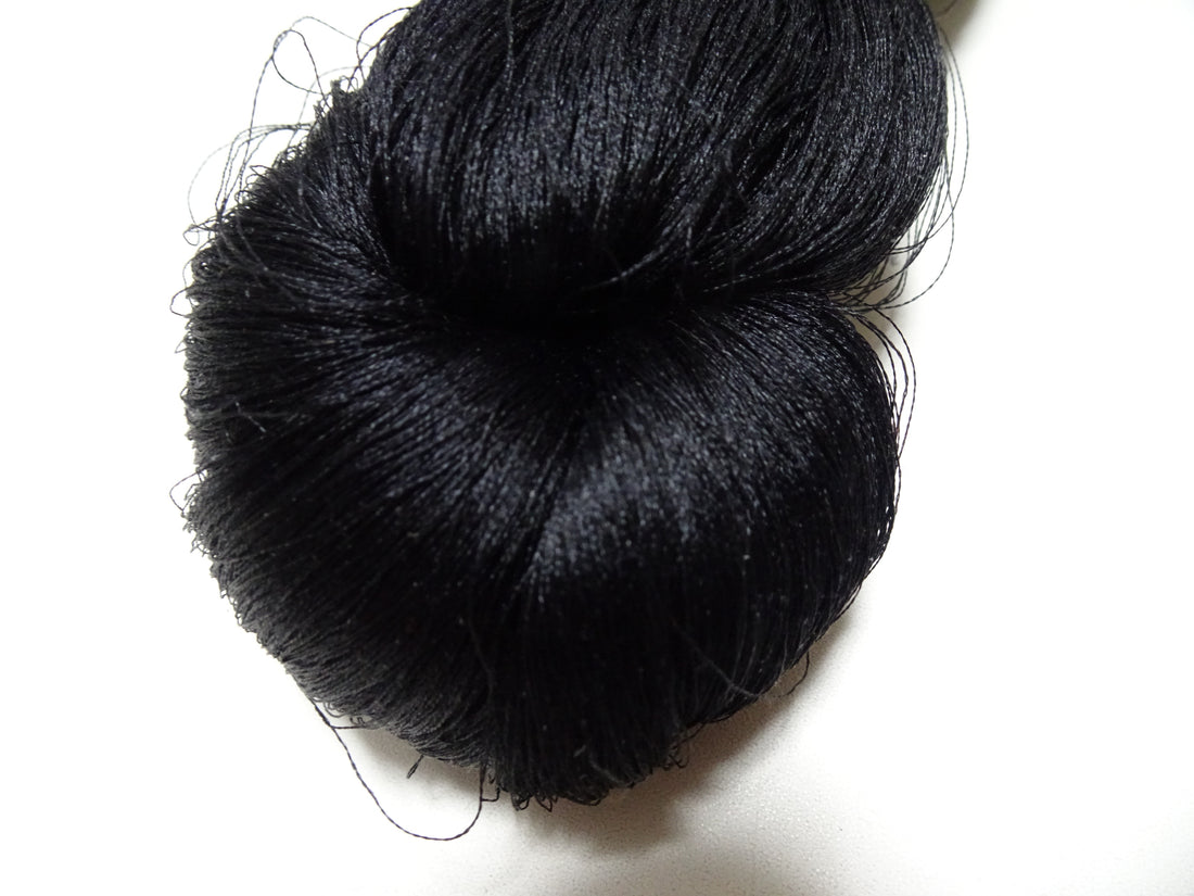 Japanese Vintage Twisted Silk Thread Embroidery Black 15408