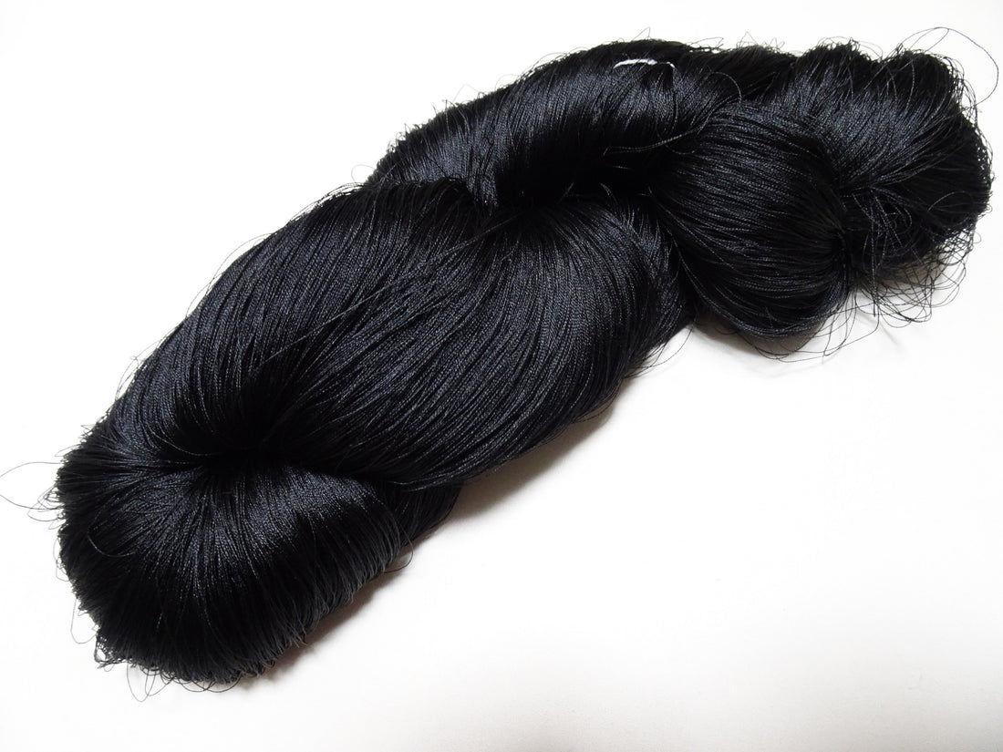 Japanese Vintage Twisted Silk Thread Embroidery Black 15409