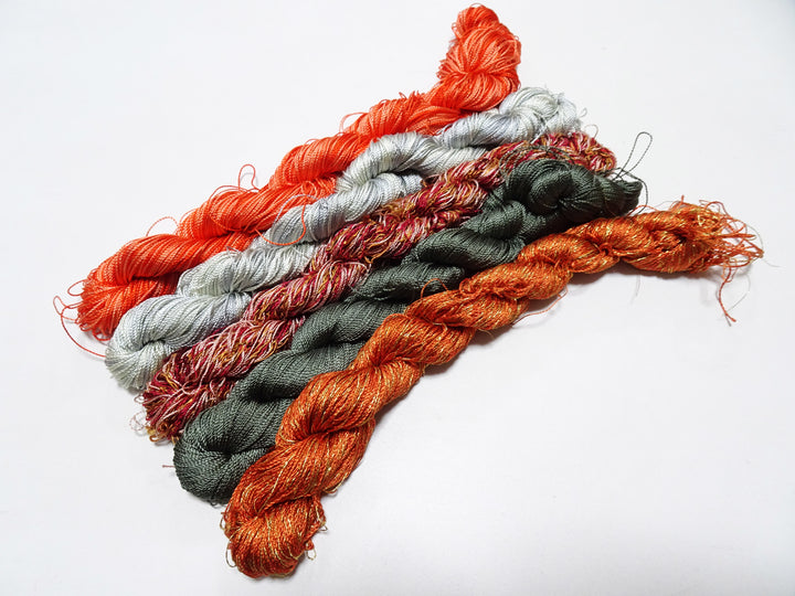 Japanese Vintage Twisted Silk Thread 5sets Embroidery & Weaving 18475