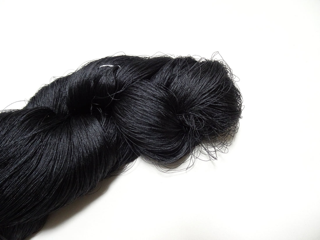 Japanese Vintage Twisted Silk Thread Embroidery Black 15409