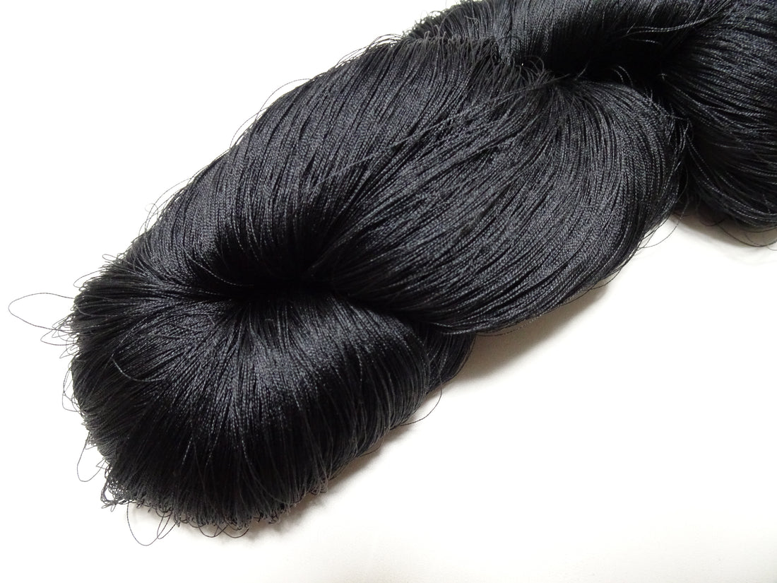 Japanese Vintage Twisted Silk Thread Embroidery Black 15409