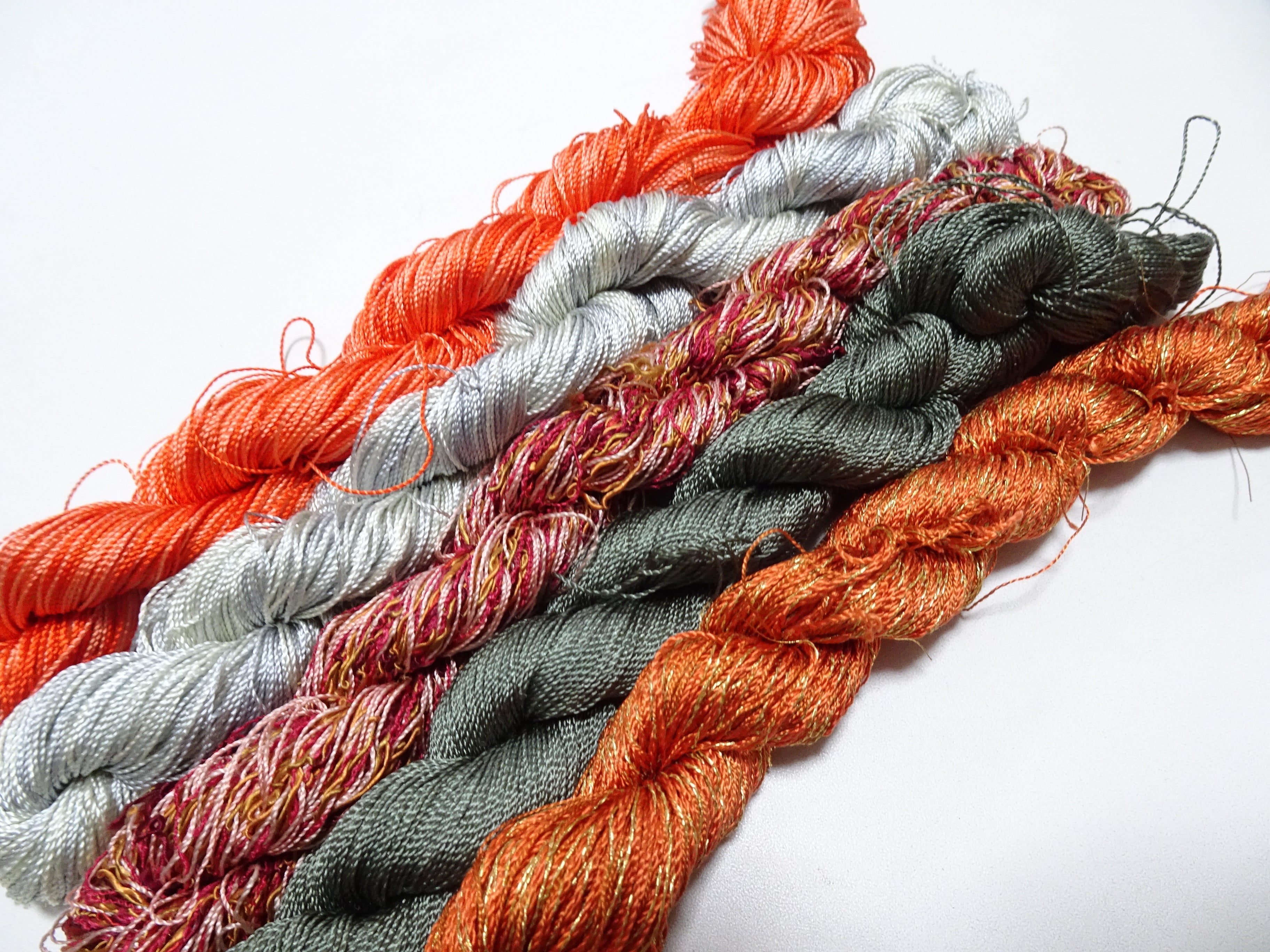 Japanese Vintage Twisted Silk Thread 5sets Embroidery & Weaving 18475