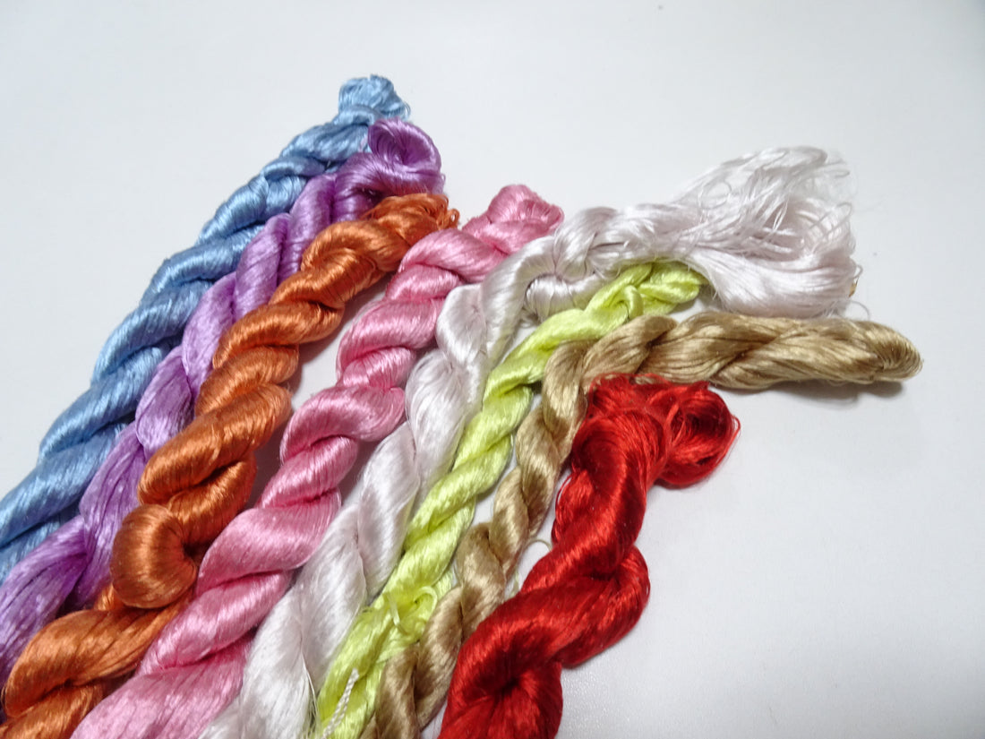 Japanese Vintage loose Twisted Silk Thread 8sets Embroidery 14576