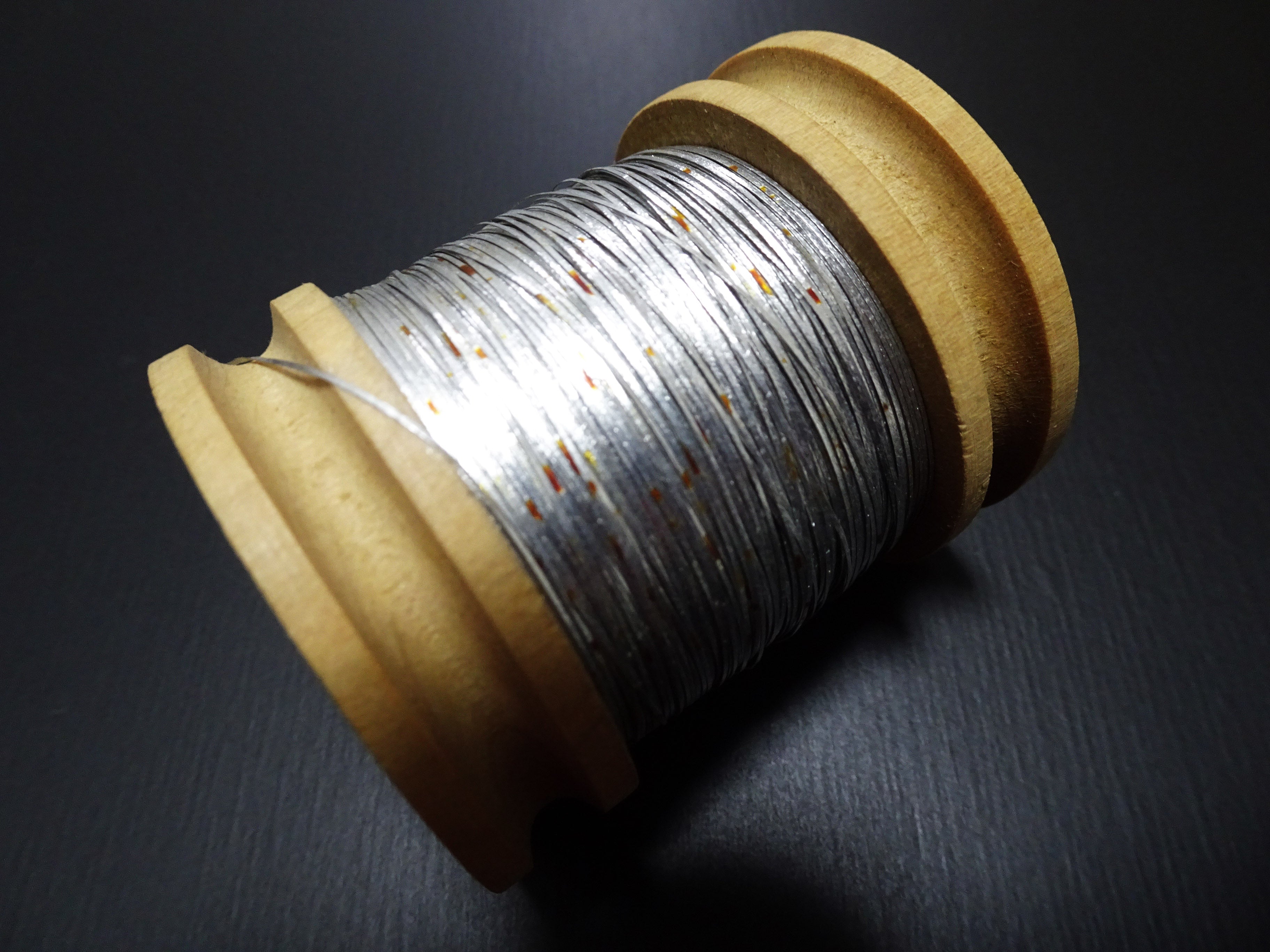 Japanese Vintage Super Rare Superb real Silver leaf on both sides thread Hirahaku /Real gold Kinsunago embroidery 17724