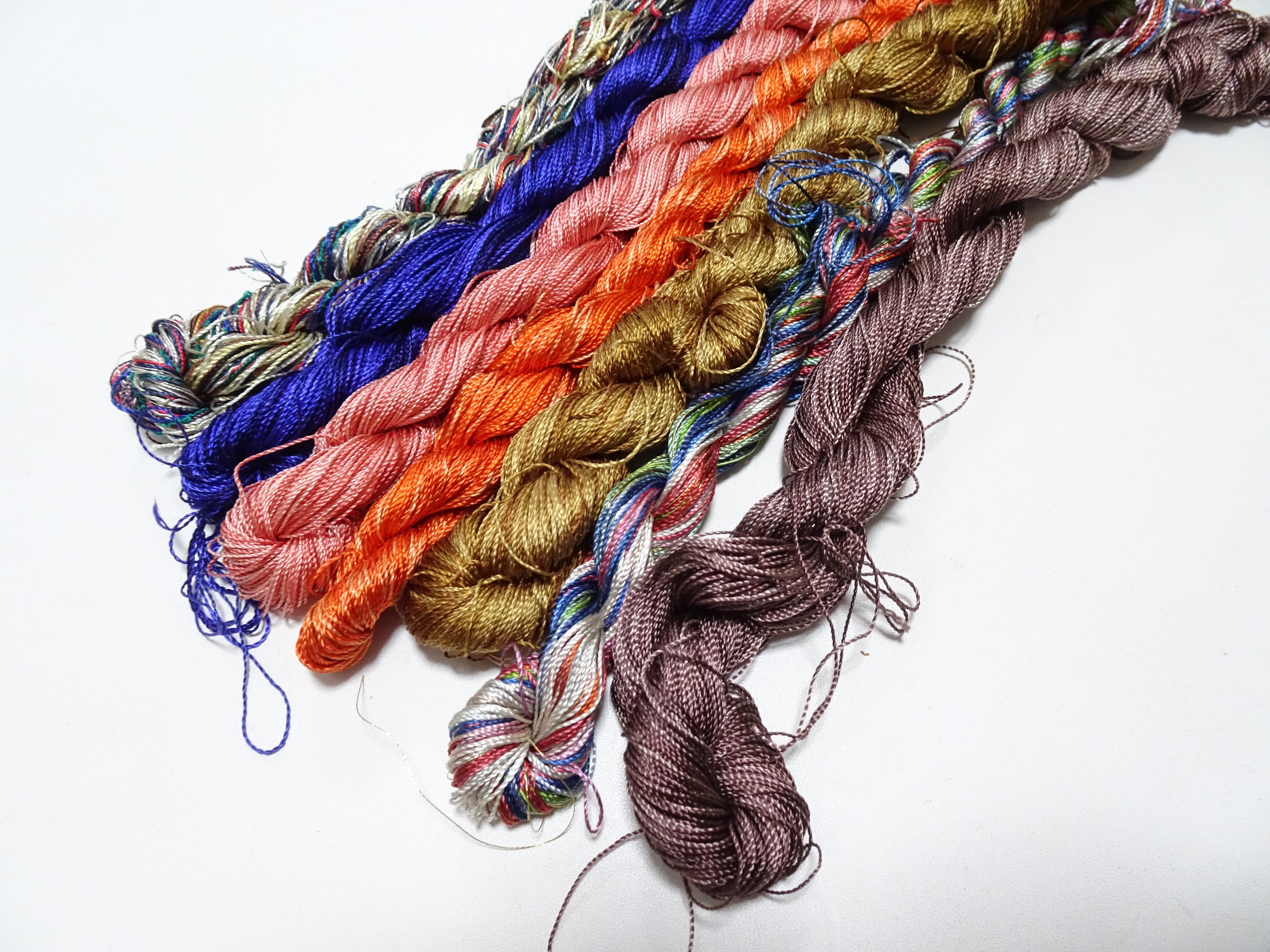 Japanese Vintage Twisted Silk Thread 7sets Embroidery & Weaving 18476