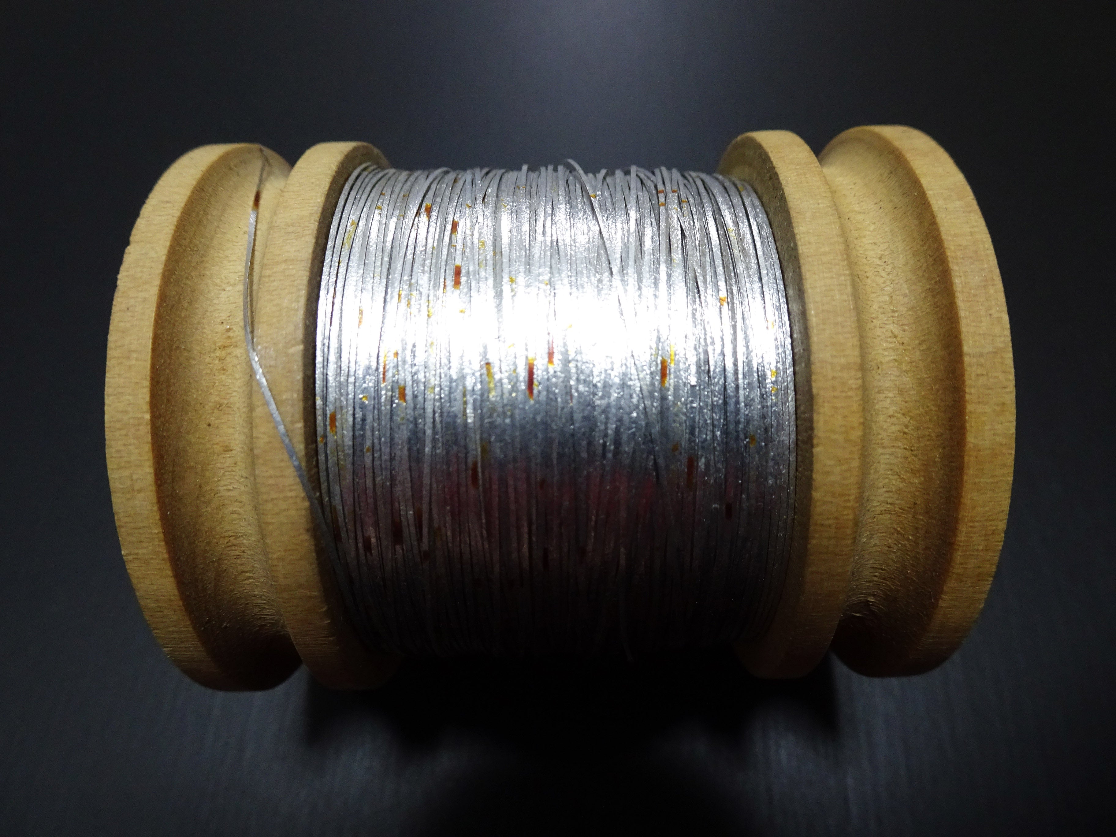 Japanese Vintage Super Rare Superb real Silver leaf on both sides thread Hirahaku /Real gold Kinsunago embroidery 17724