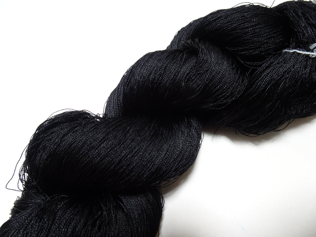 Japanese Vintage Twisted Silk Thread Embroidery Black 15410