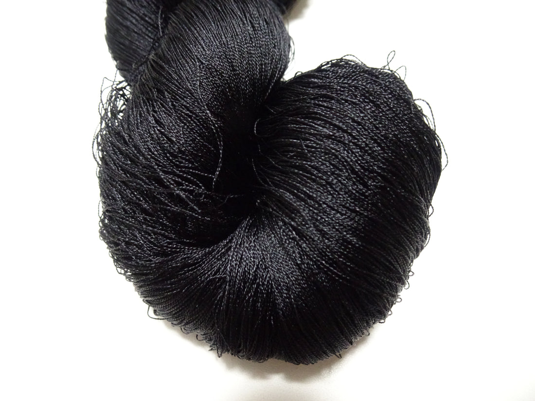 Japanese Vintage Twisted Silk Thread Embroidery Black 15410