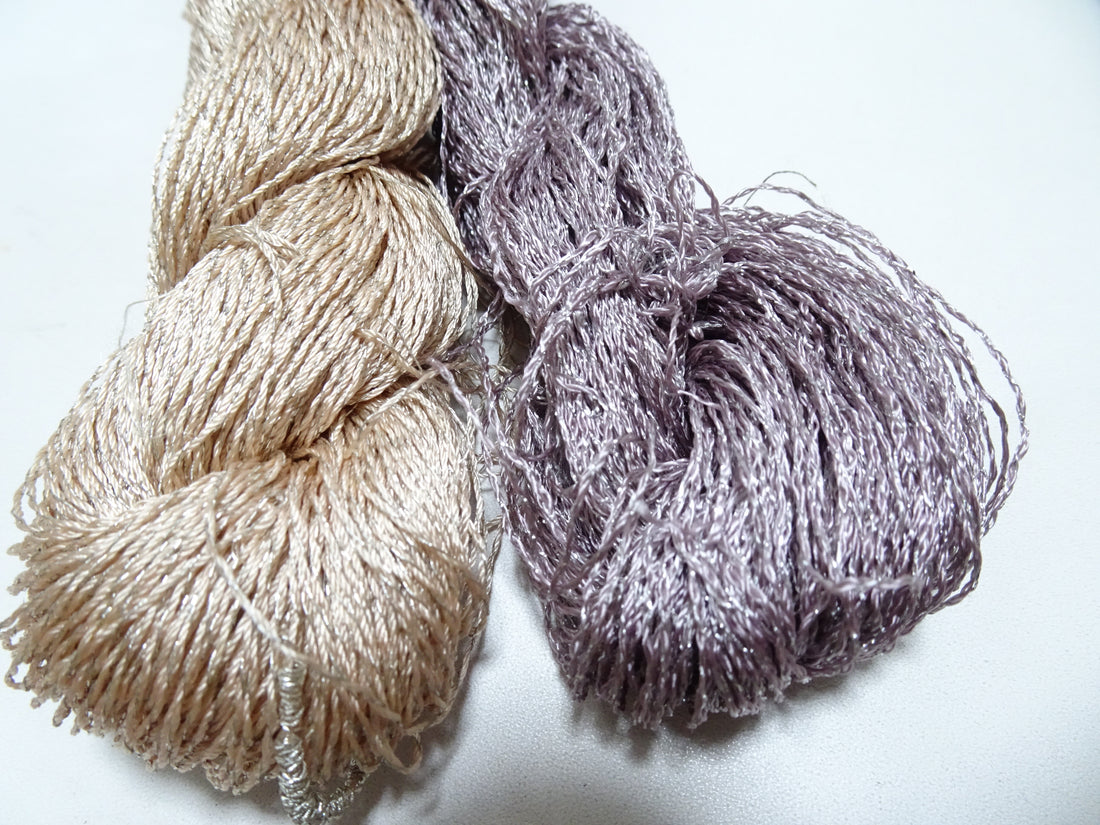 Japanese Vintage High Class Rare Silk Thread 2sets Mixture of Silver embroidery 17581