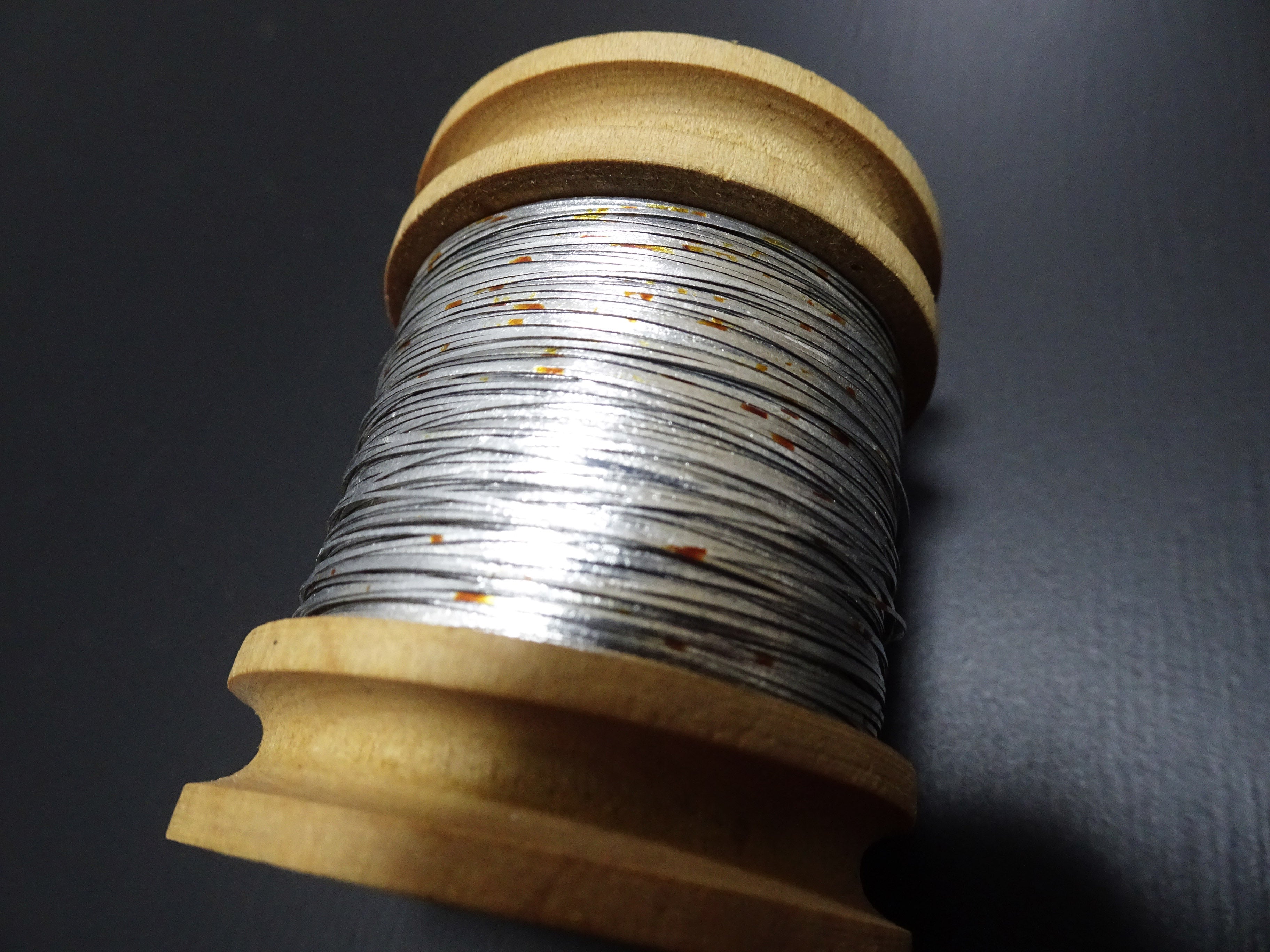 Japanese Vintage Super Rare Superb real Silver leaf on both sides thread Hirahaku /Real gold Kinsunago embroidery 17724