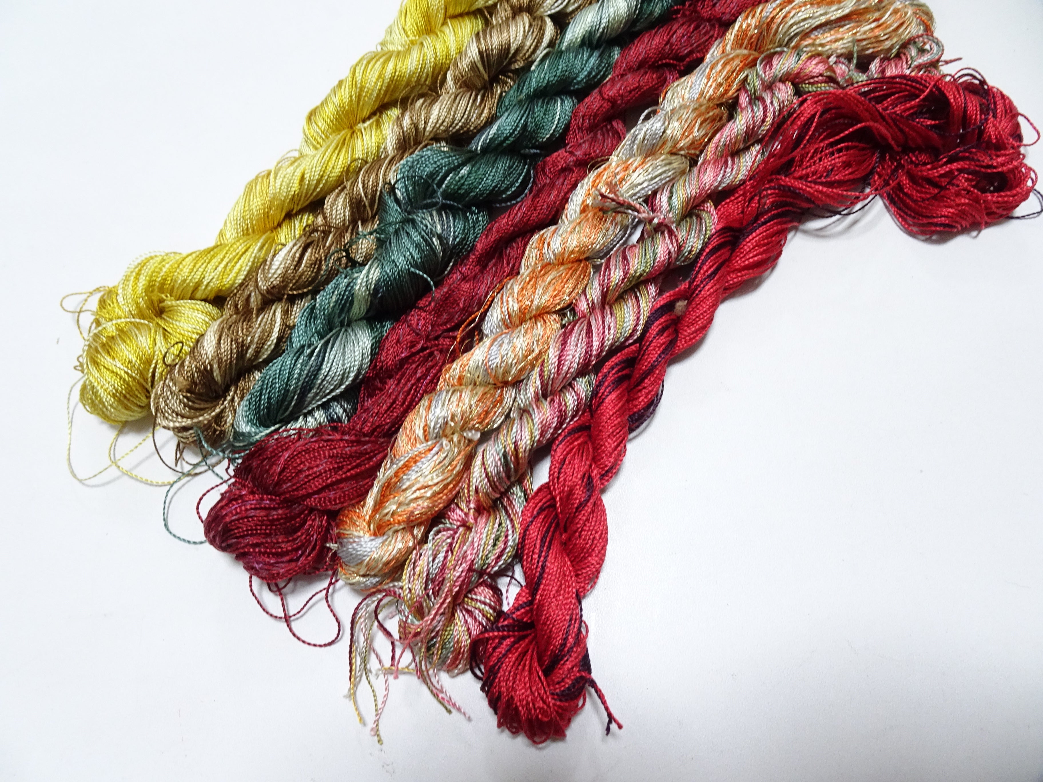 Japanese Vintage Twisted Silk Thread 7sets Embroidery & Weaving 18477