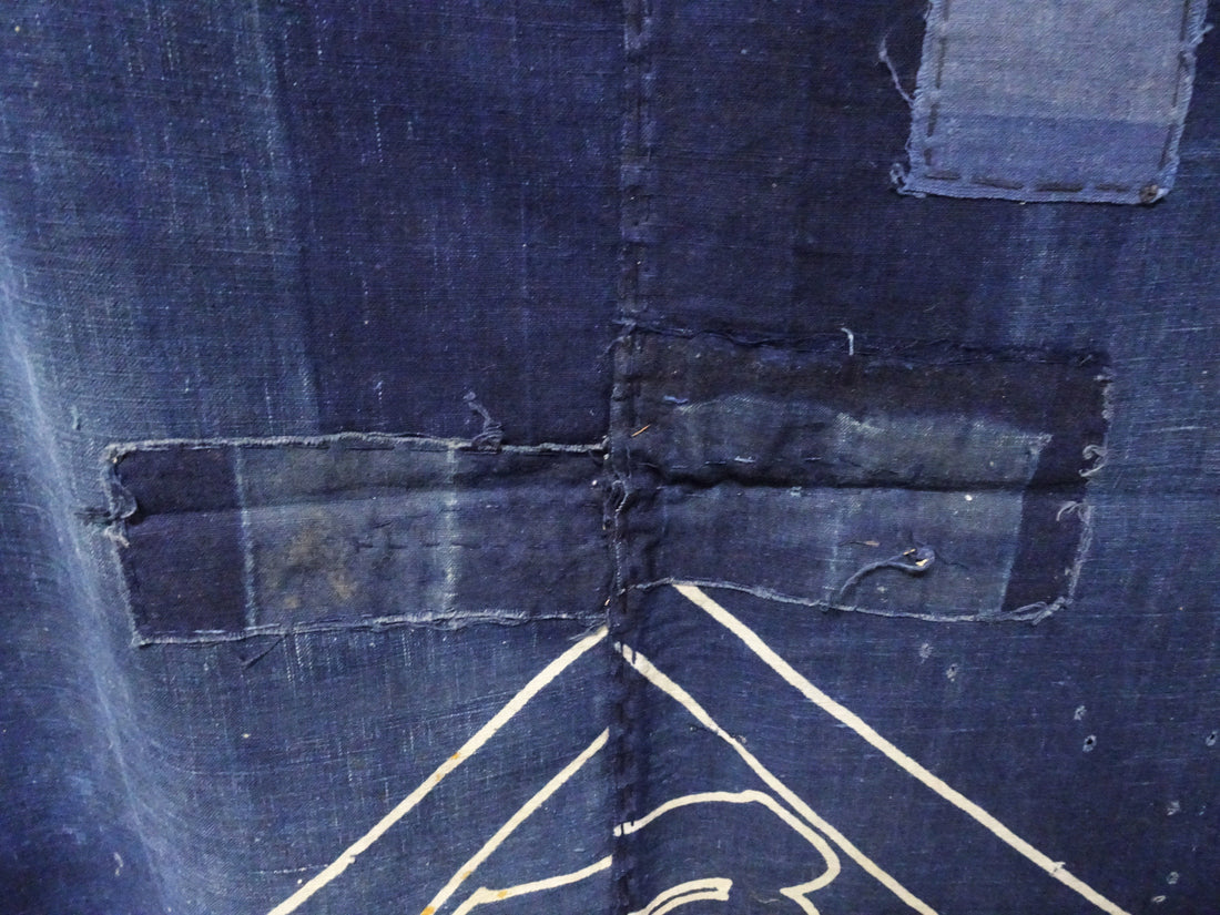 Japanese Antique Cotton Boro Indigo Cotton Textile 17725