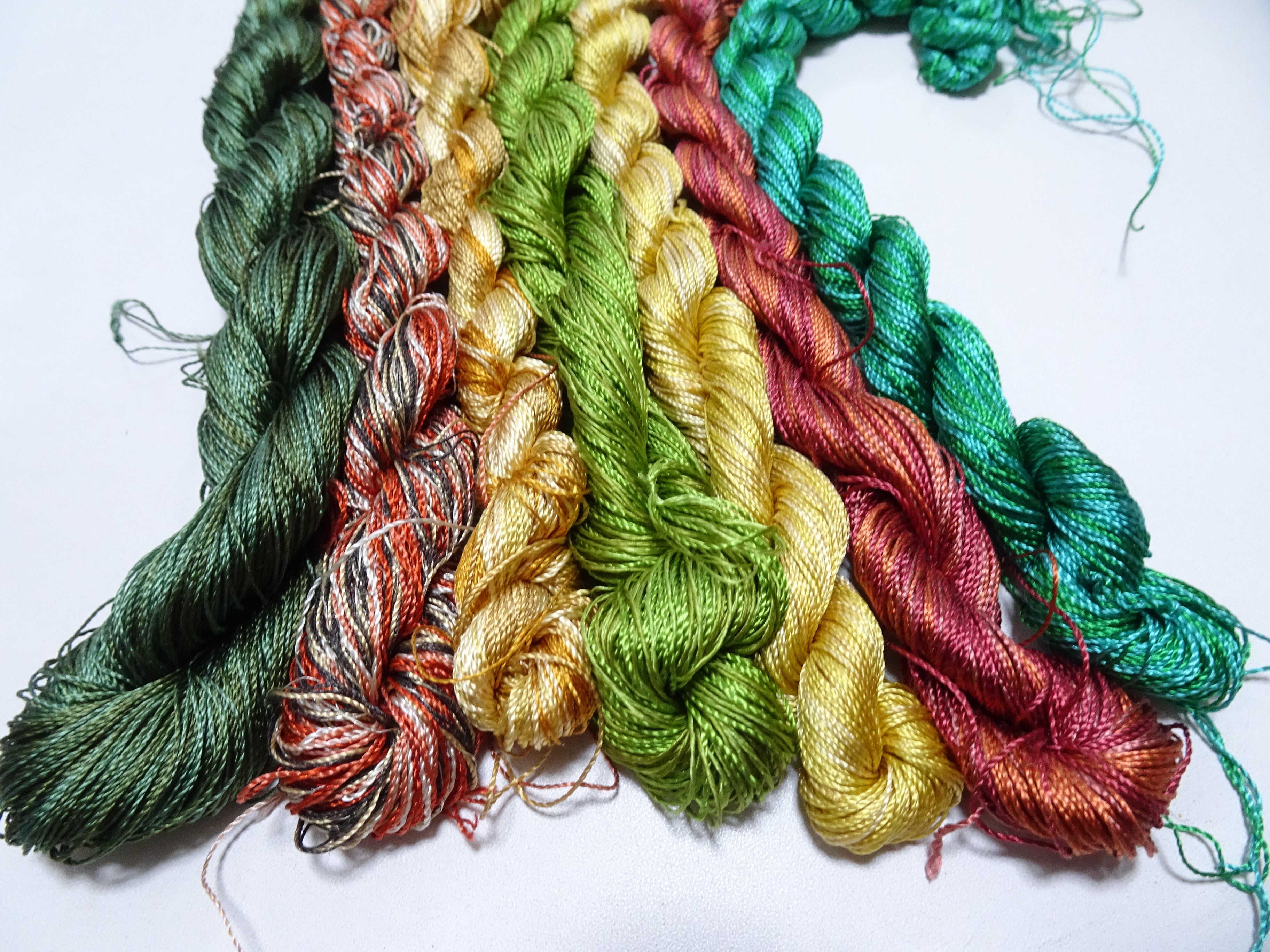 Japanese Vintage Twisted Silk Thread 7sets Embroidery & Weaving 18478