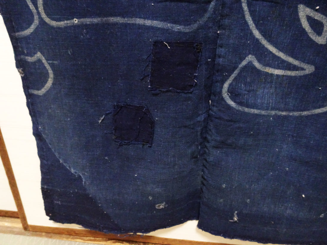 Japanese Antique Cotton Boro Indigo Cotton Textile 17725