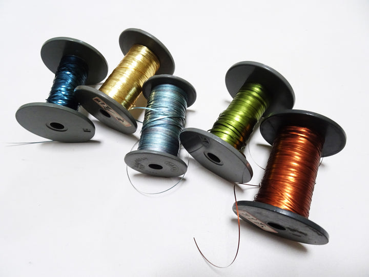 Japanese Vintage Metallic thread flat Wide type Hirahaku 5set  Aluminum foil &  Washi(japanese paper) embroidery 18672