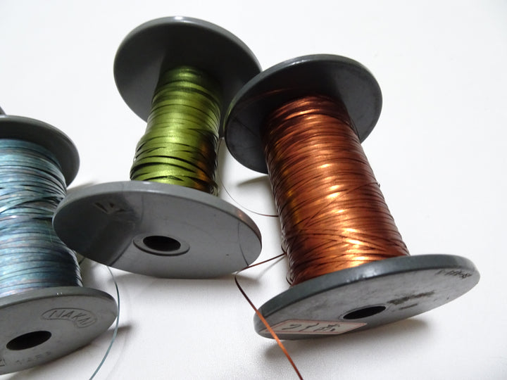 Japanese Vintage Metallic thread flat Wide type Hirahaku 5set  Aluminum foil &  Washi(japanese paper) embroidery 18672