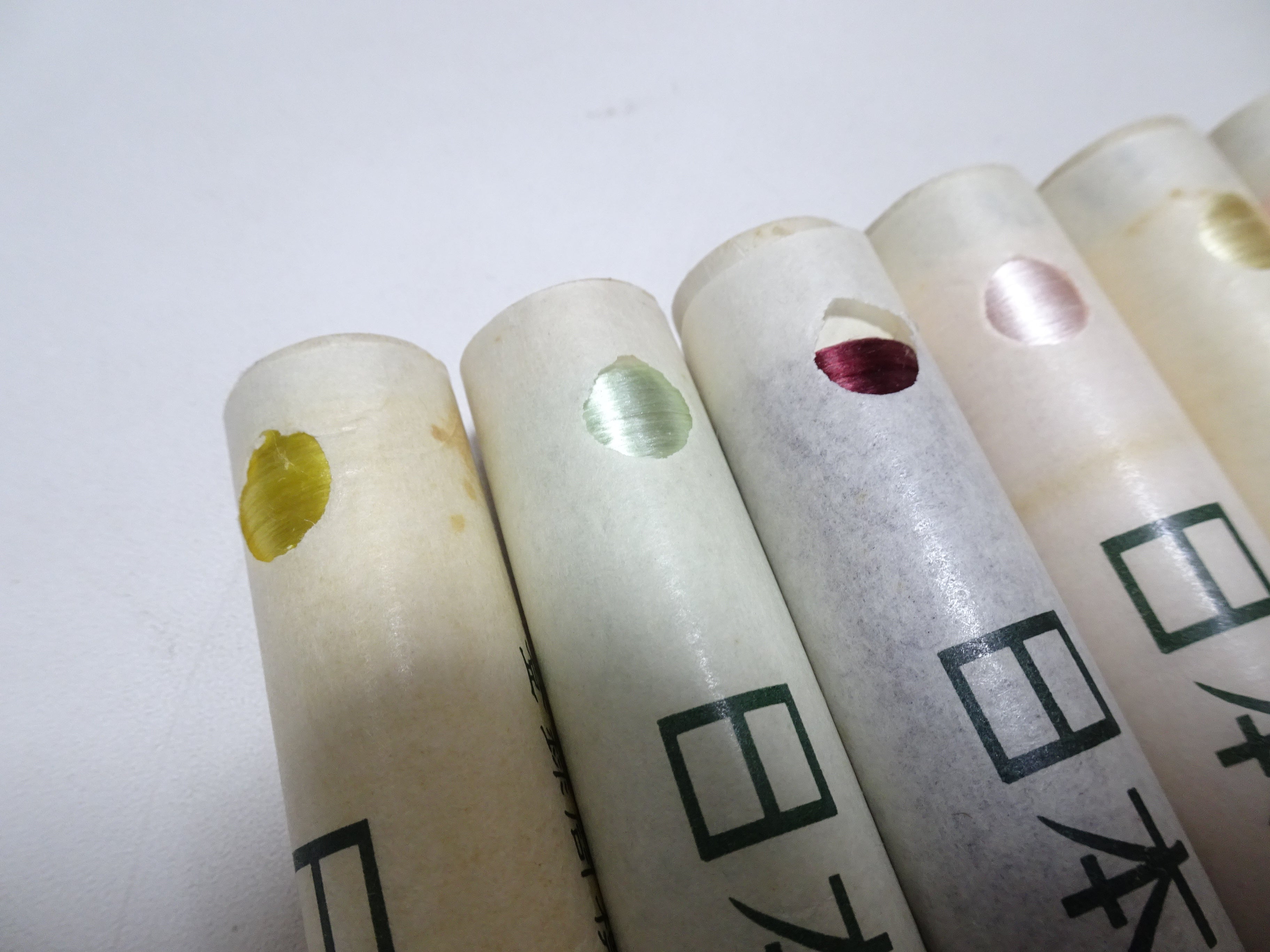 100% Silk Japanese Embroidery Thread – Untwisted Kama-ito Flat Silk – 6 Paper Tubes – Vintage Deadstock 19649