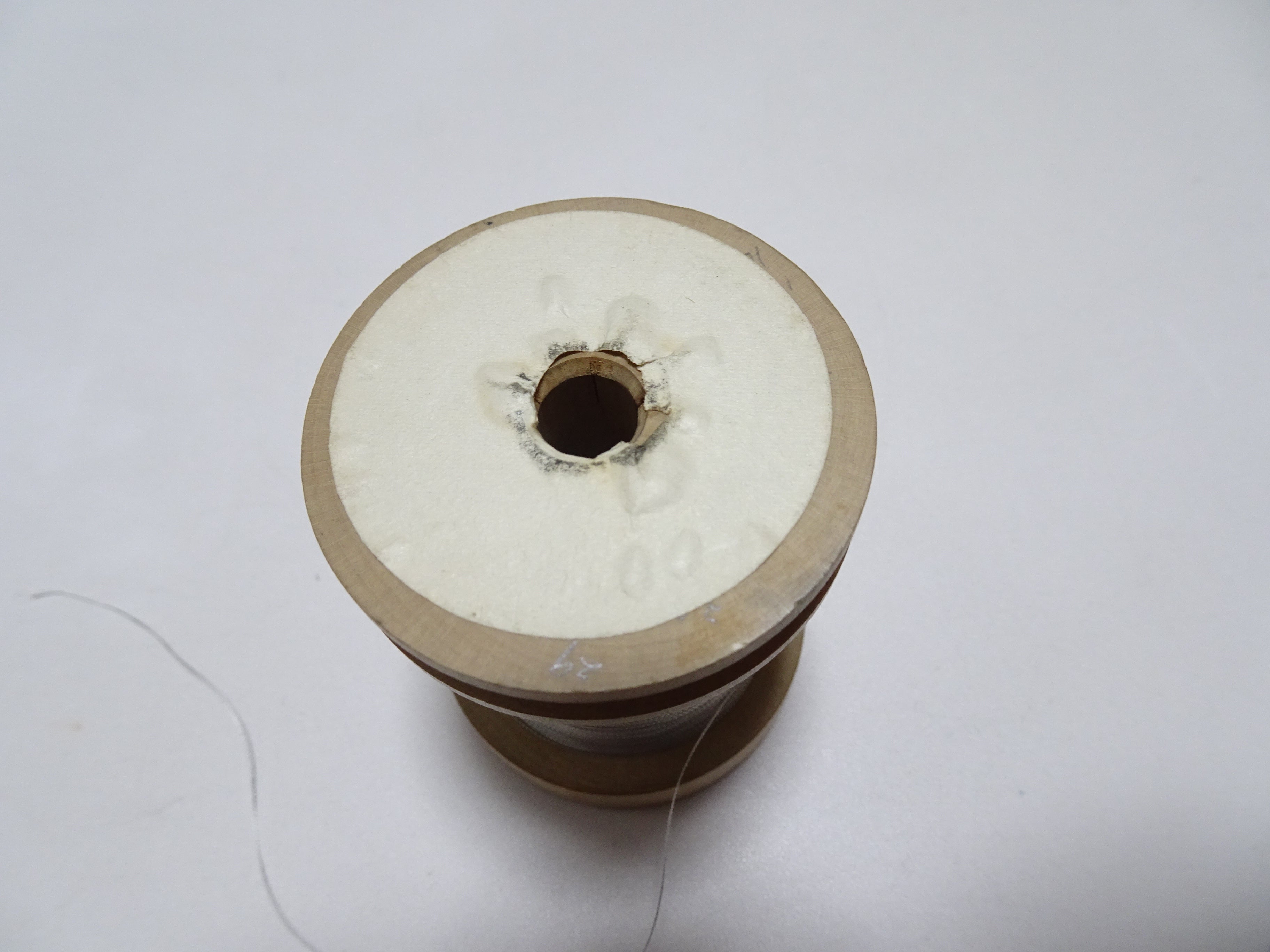 Japanese Vintage Rasen Silver leaf thread & Wooden Spool embroidery 18673