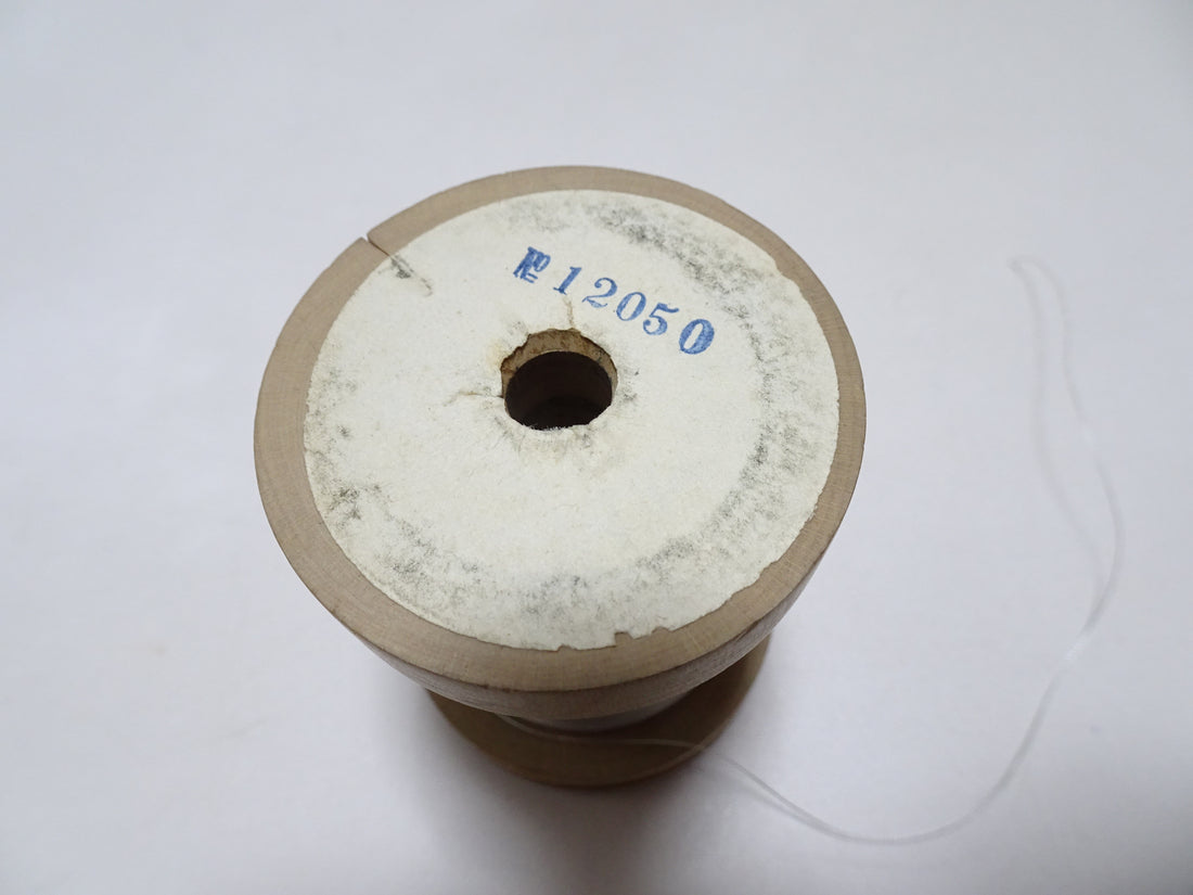 Japanese Vintage Rasen Silver leaf thread & Wooden Spool embroidery 18673
