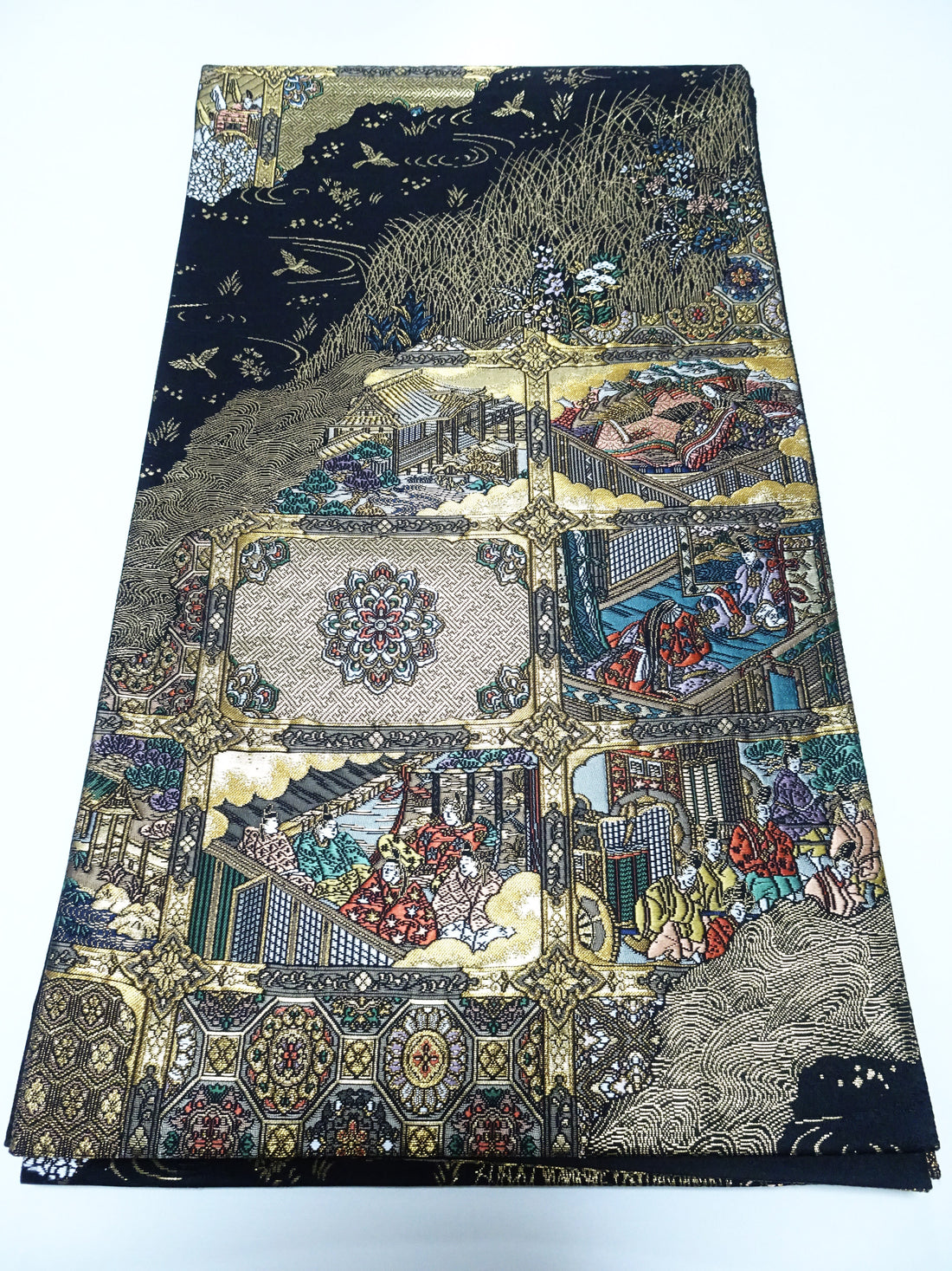 Japanese Kimono Silk Fukuro Obi Shibutenjo-emon Elegant Woven Pattern16333