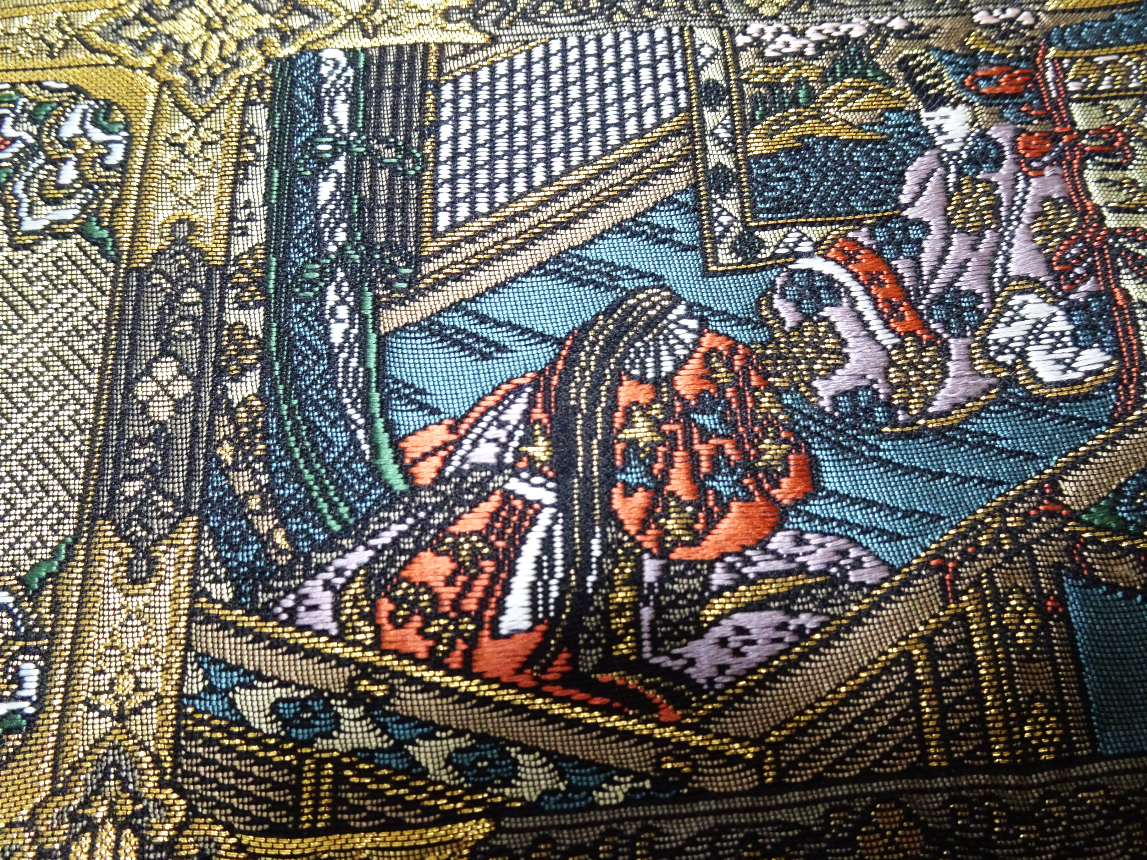 Japanese Kimono Silk Fukuro Obi Shibutenjo-emon Elegant Woven Pattern16333
